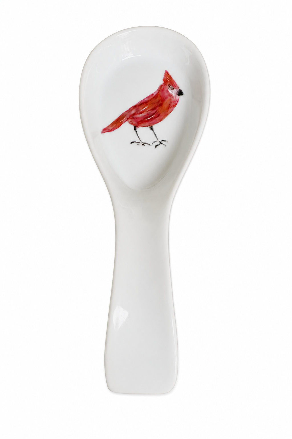 Cardinal Porcelain Spoon Rest – Hand-Painted Nature-Inspired Kitchen Accent