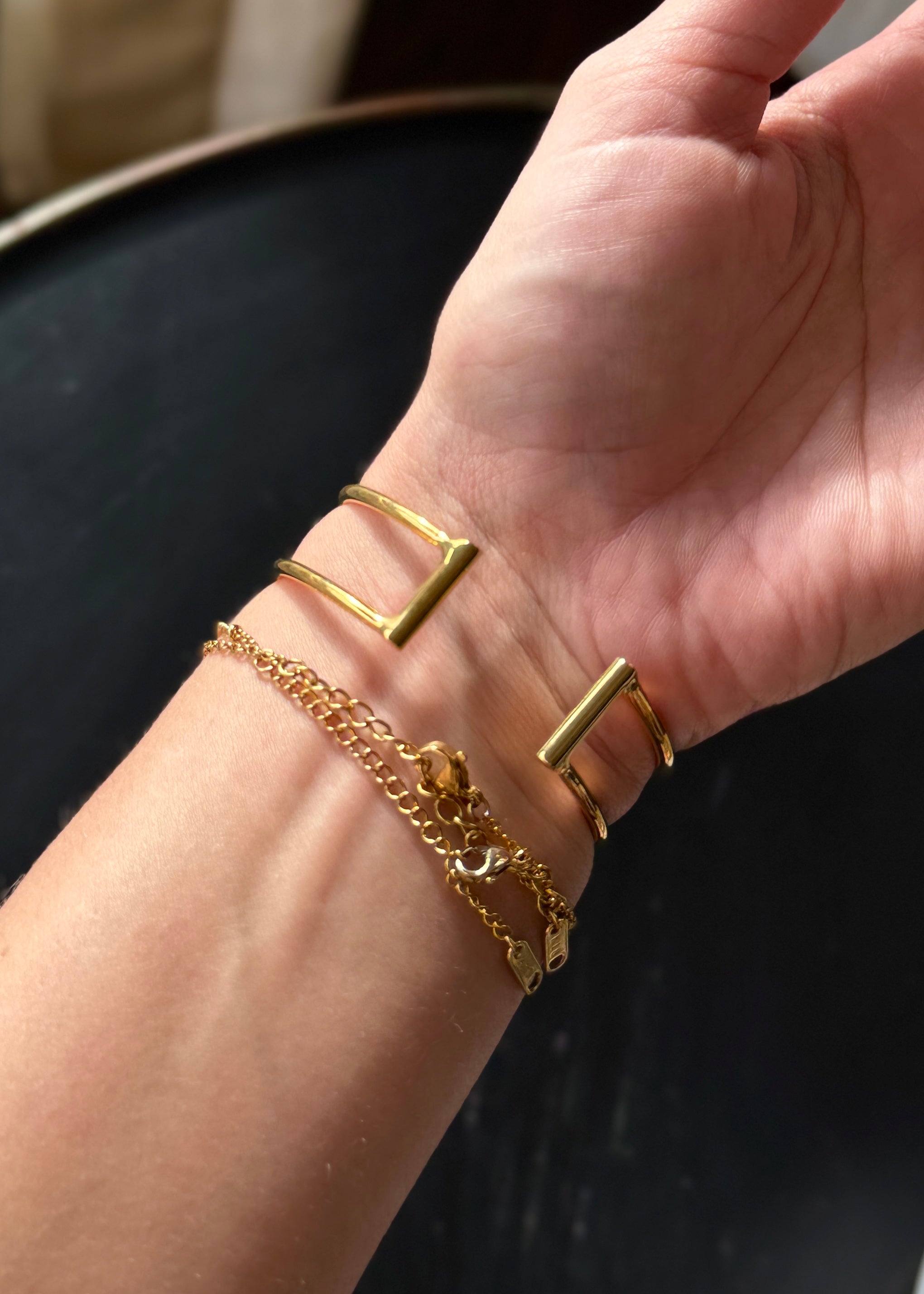 Coral Porcelain Pendant Gold Wrap Bracelet