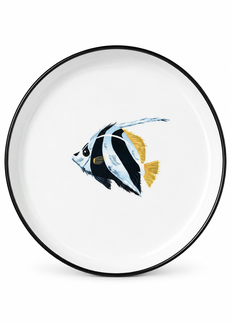 Left Facing Coastal Tropical Hand Painted Moorish Fish Appetizer Plate