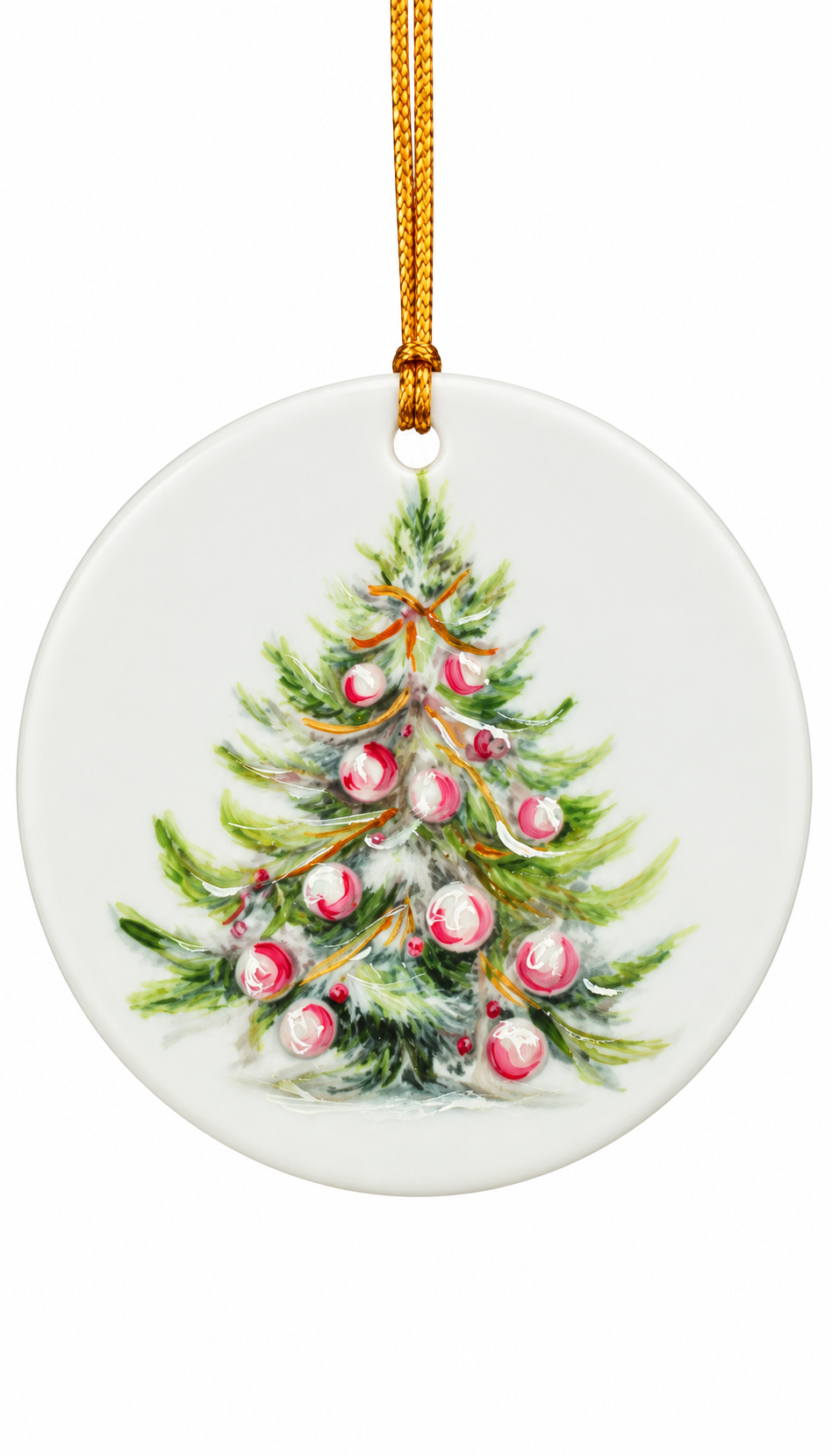 Hand-Painted Christmas Tree Porcelain Ornament