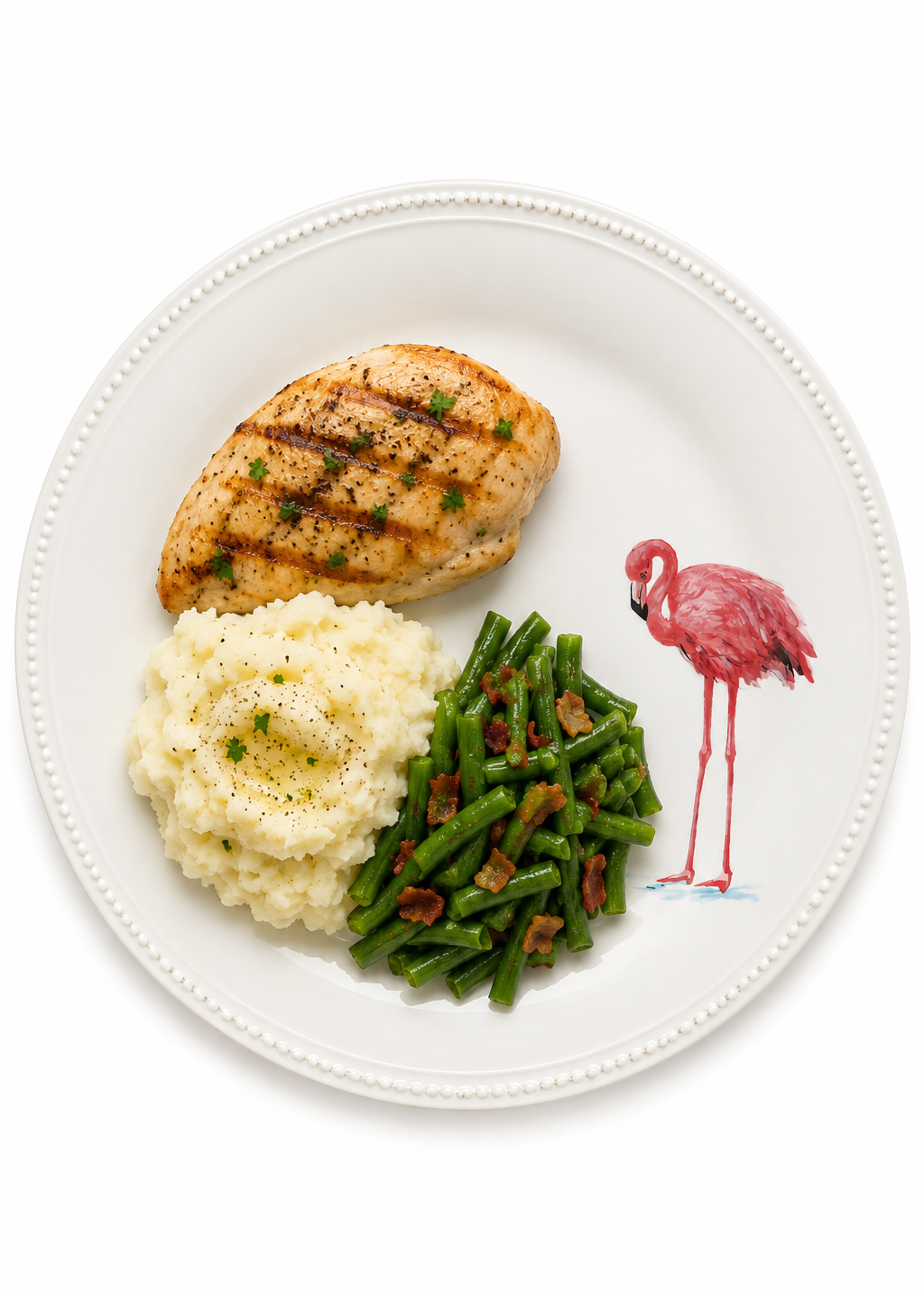 Hand-Painted Flamingo Porcelain Dinner Plate