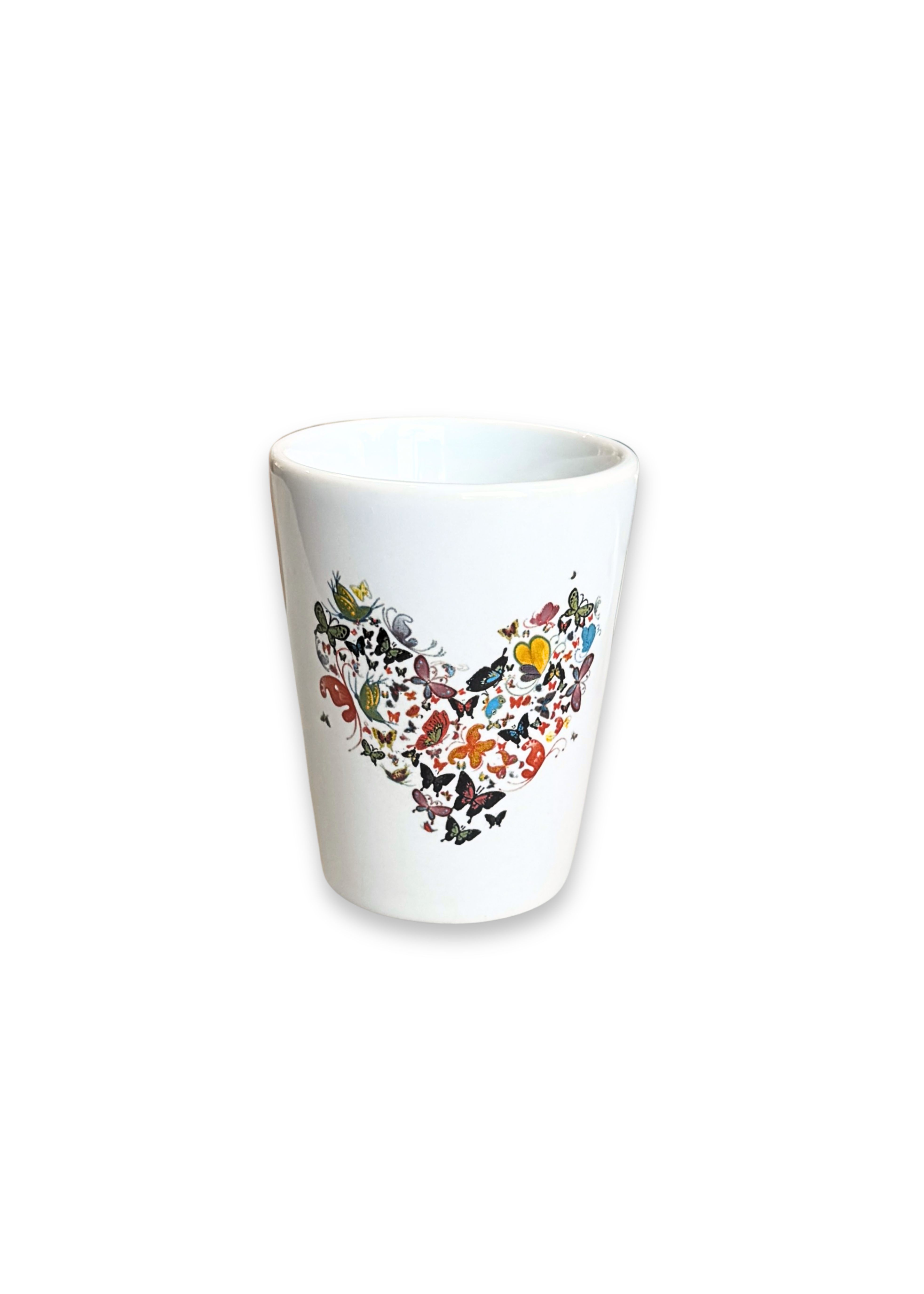 Heart of Butterflies Porcelain Ceramic Shot Glass