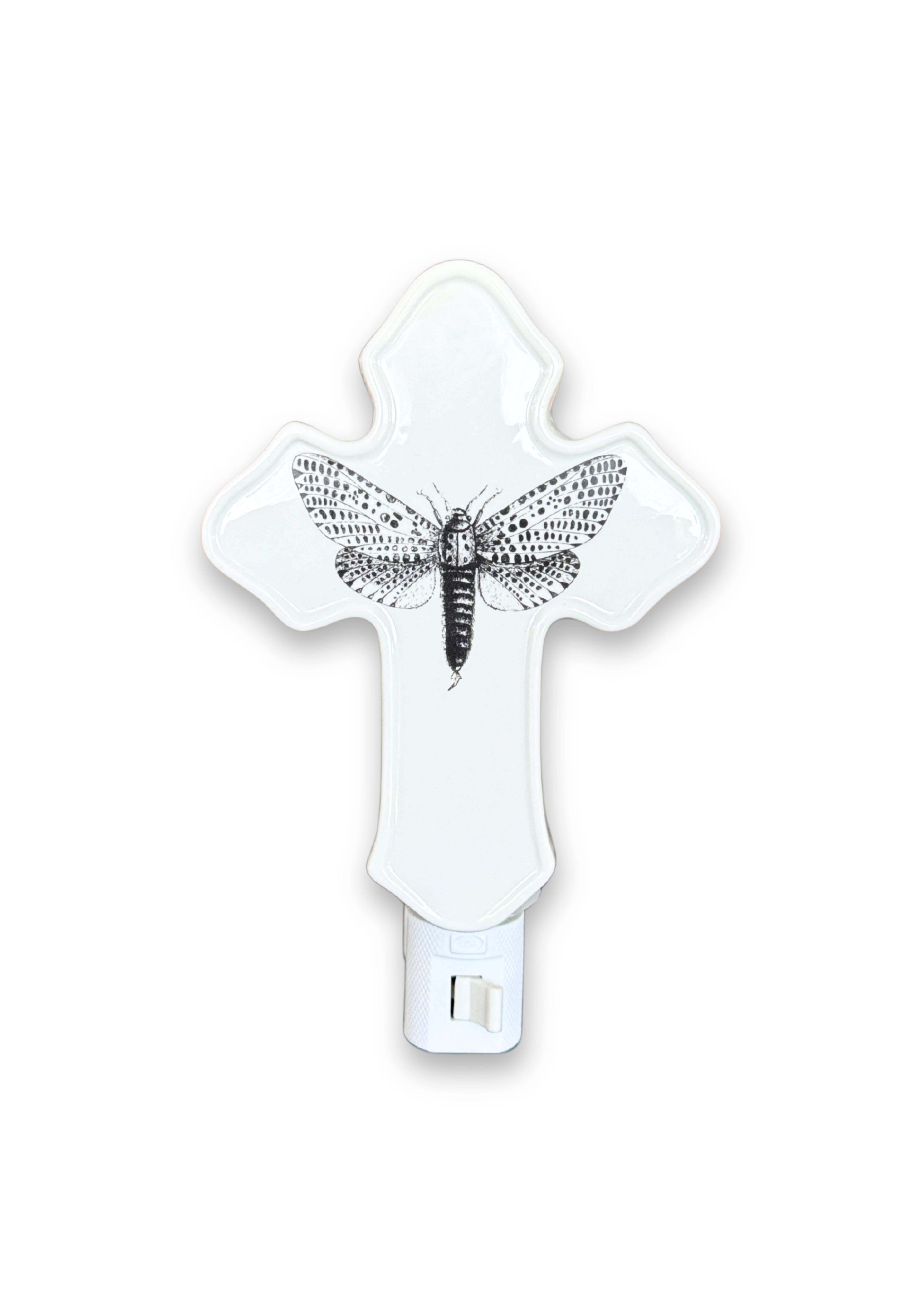 Moth Porcelain Cross Night Light