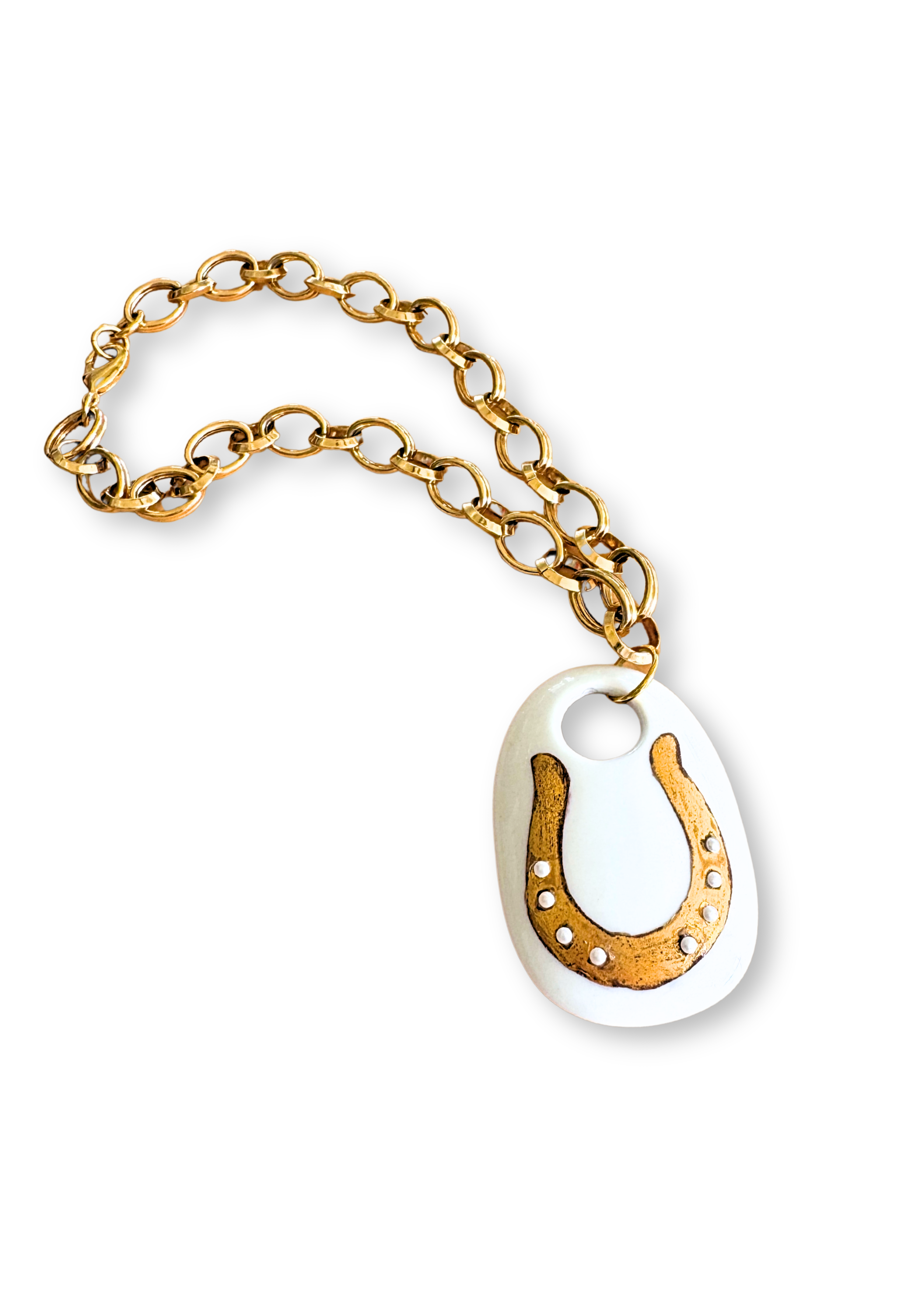 Horseshoe Pendant Gold Chain Necklace