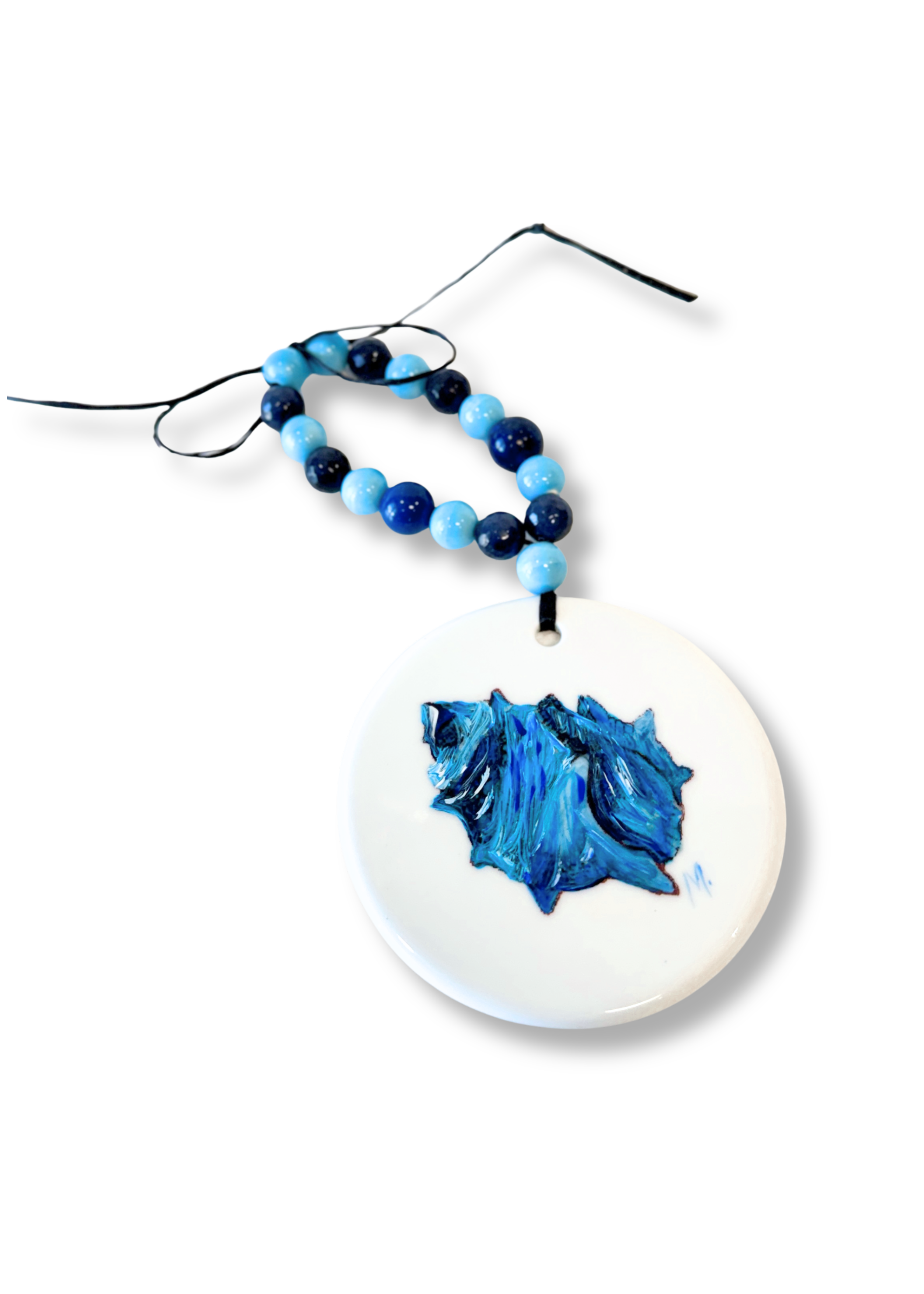 Blue Shell Porcelain Beverage Tag Barware Drink Charms