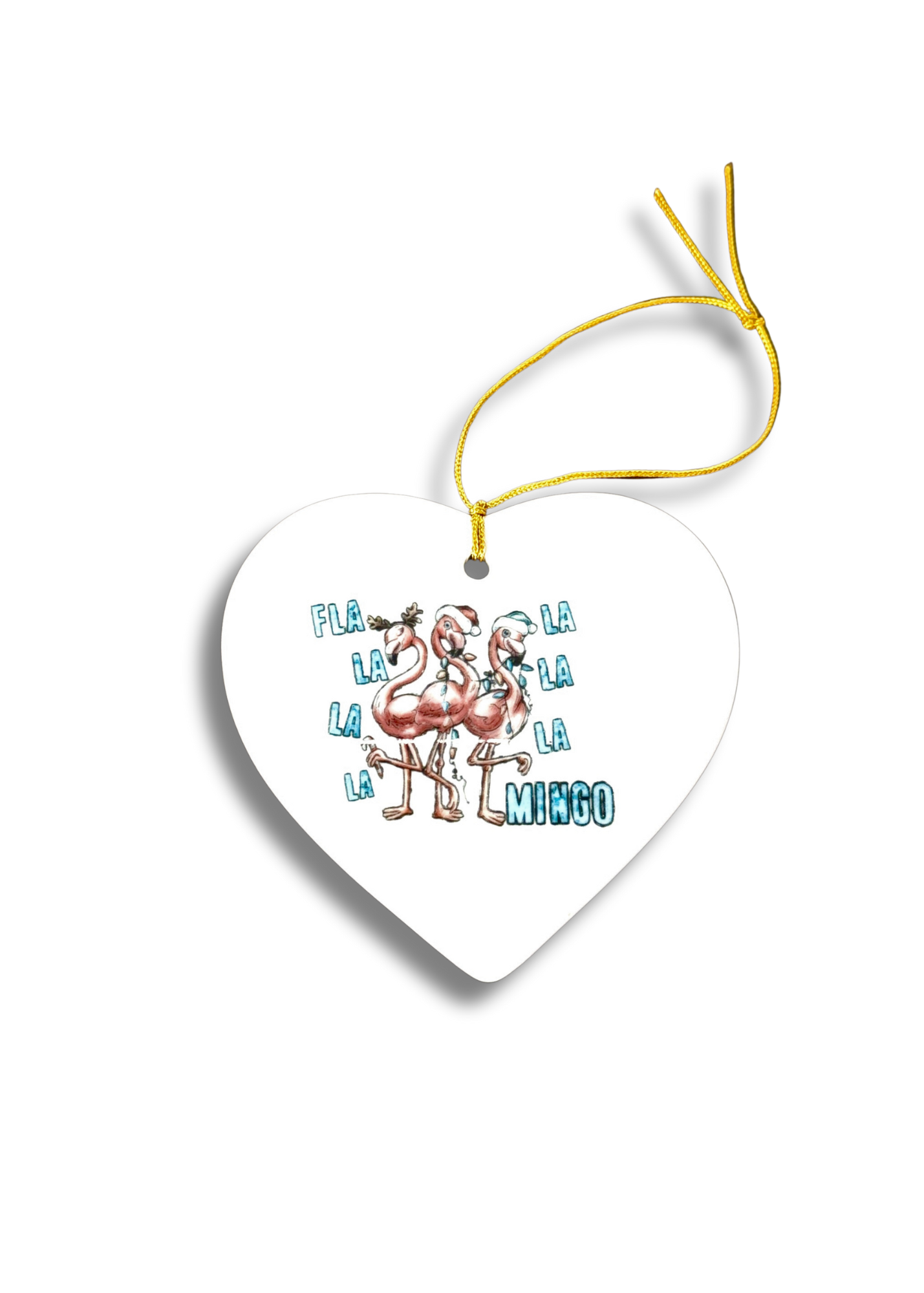 Hand-Painted Flamingo Heart Porcelain Ornament