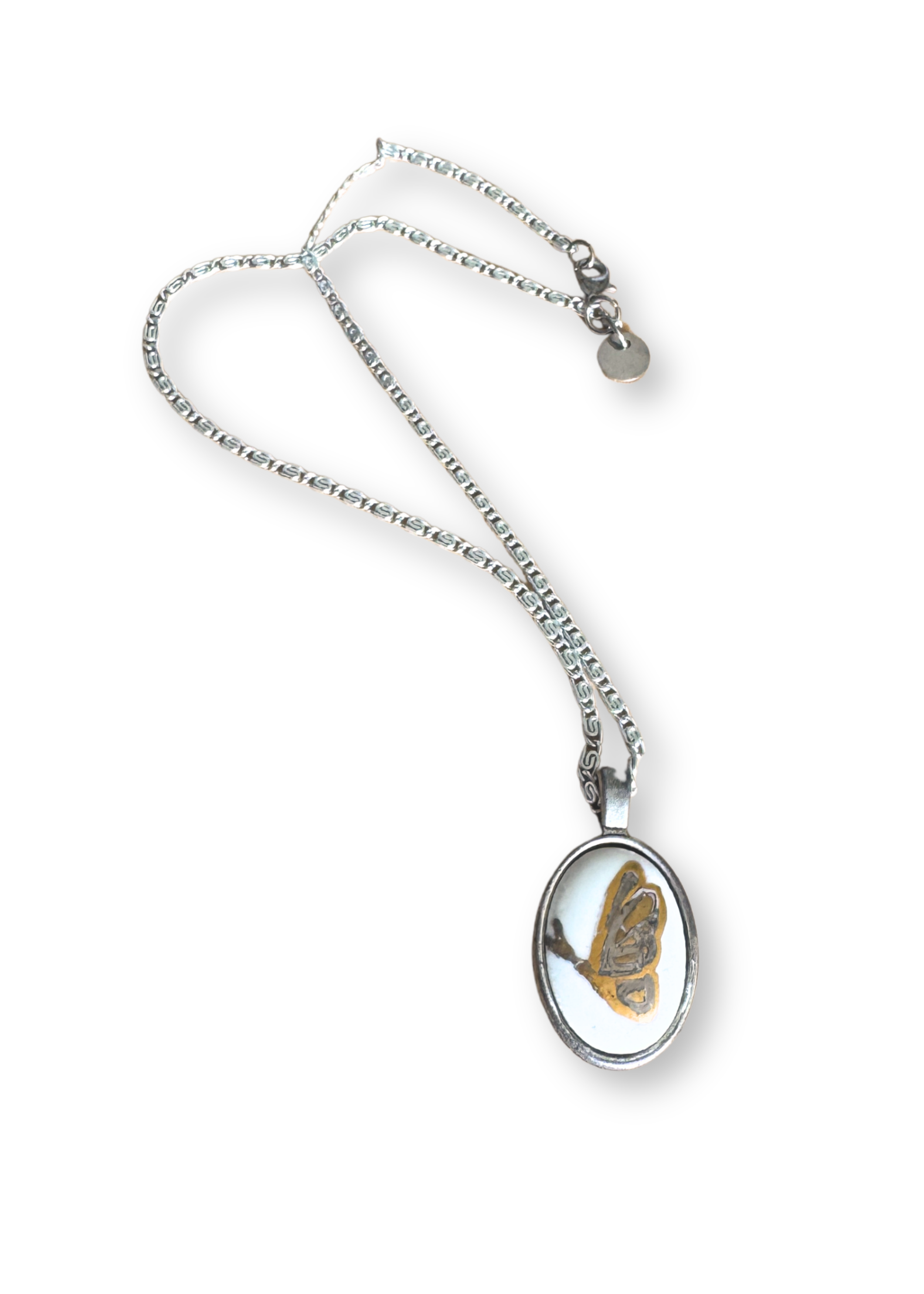 Butterfly Porcelain Pendant Necklace