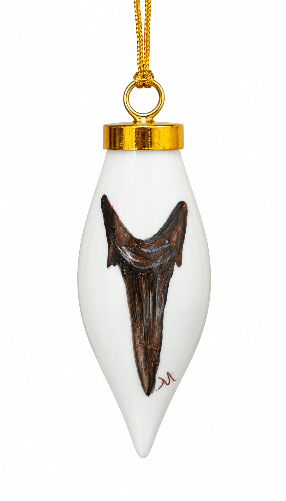 Hand-Painted Shark Tooth Porcelain Christmas Ornament