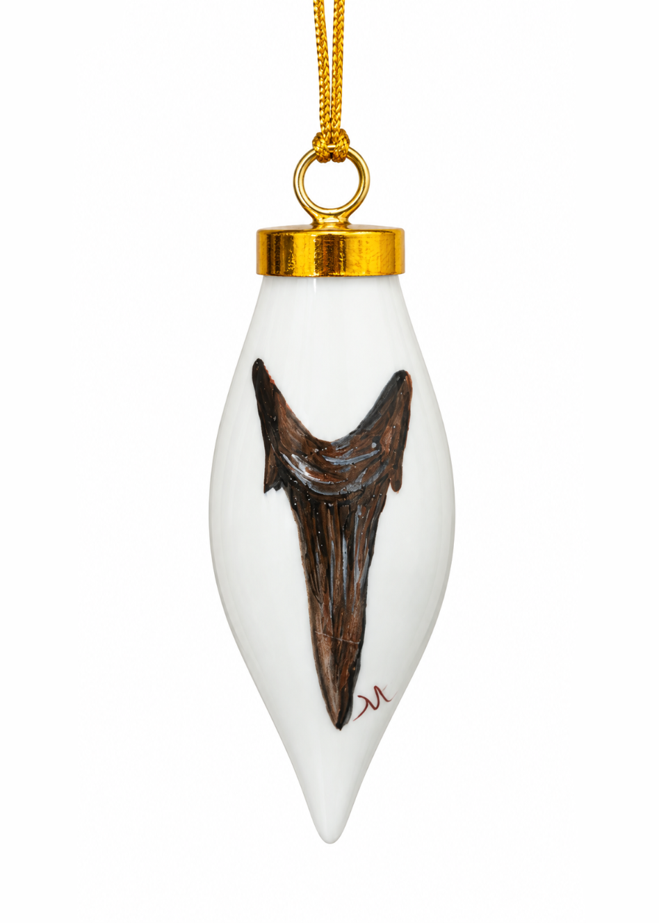 Hand-Painted Shark Tooth Porcelain Christmas Ornament