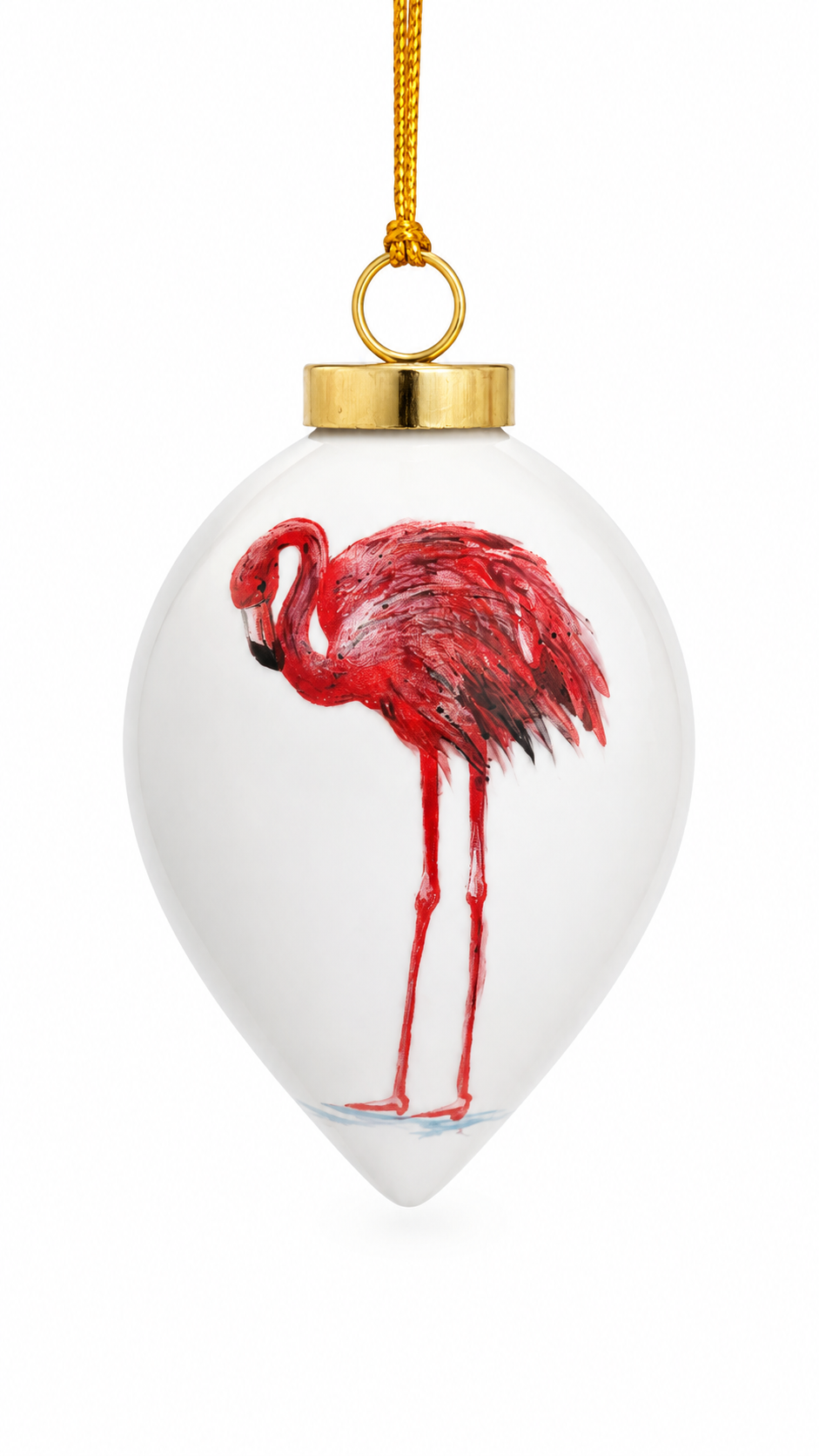 Hand-Painted Pink Flamingo Porcelain Ornament