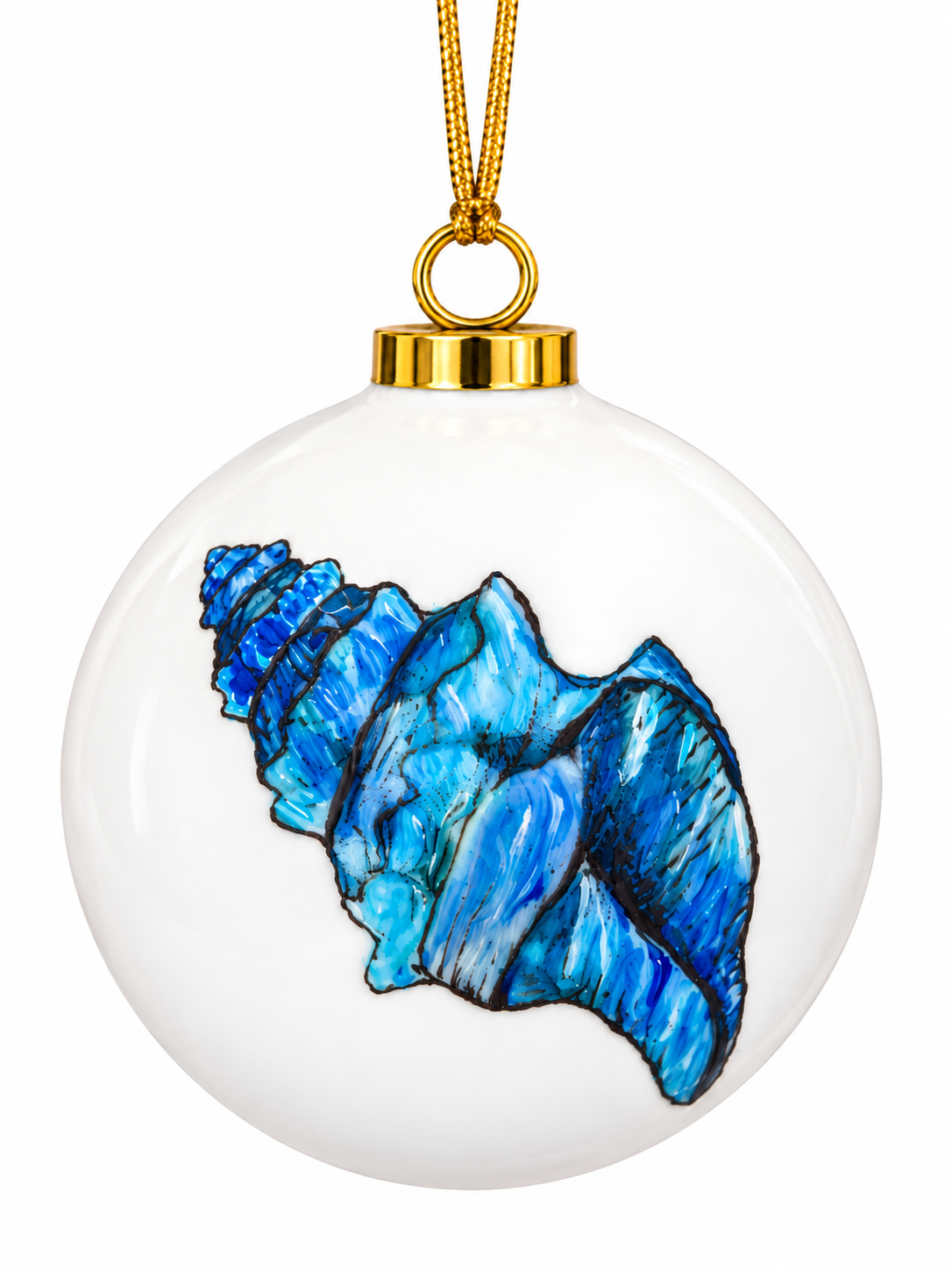 Hand-Painted Seashell Coastal Round Ornament