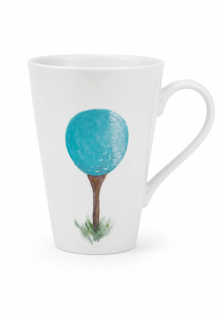 Hand-Painted Turquoise Golf Ball Porcelain Mug