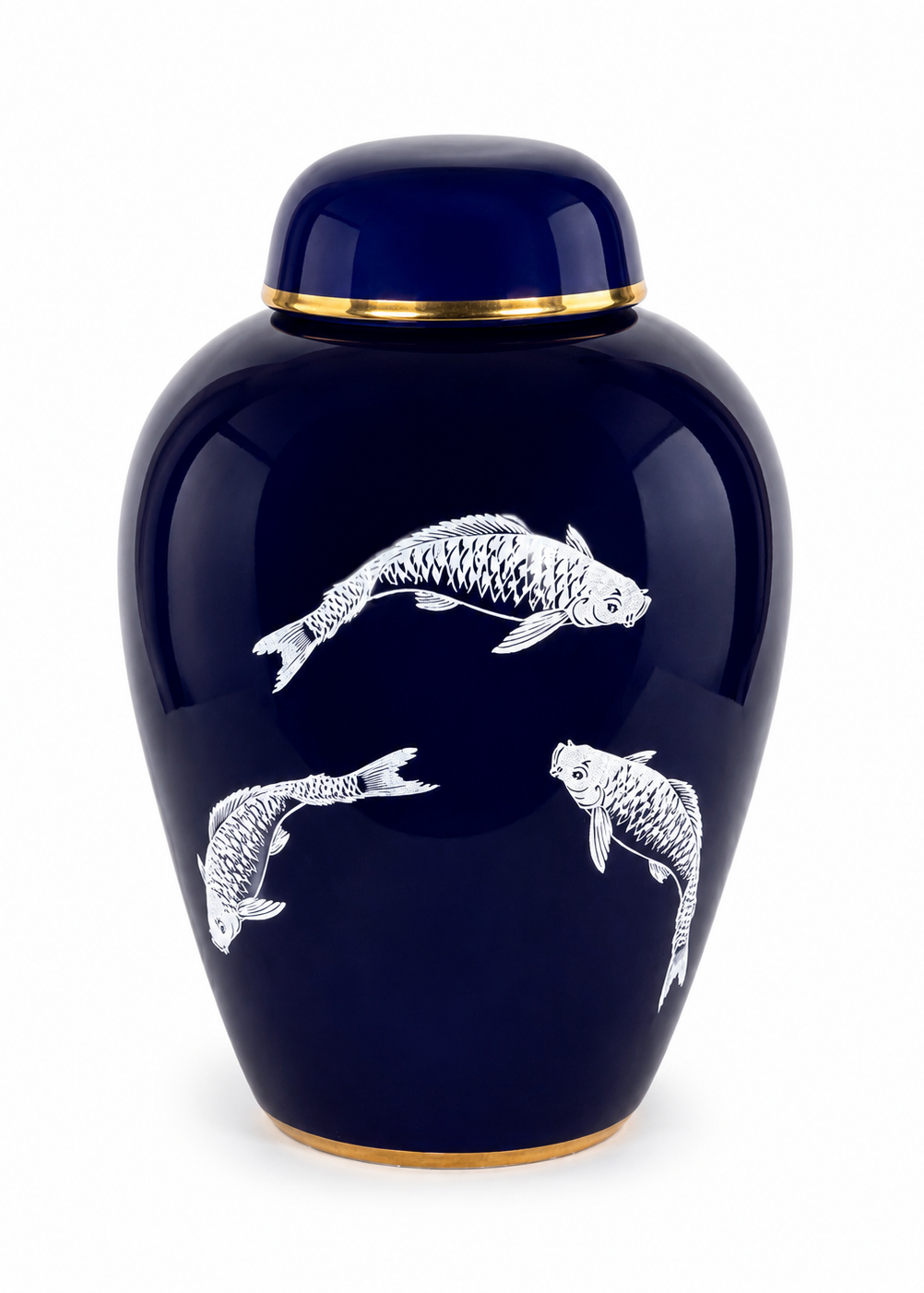 Blue Koi Porcelain Vase | Elegant Coastal Ceramic Flower Vase