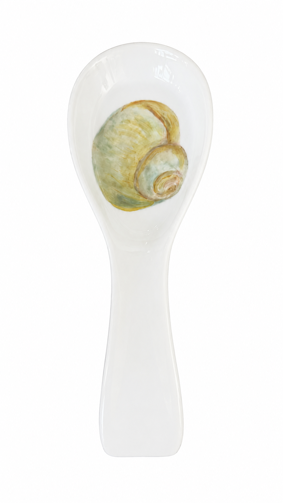 Hand-Painted Seashell Porcelain Spoon Rest – Coastal Kitchen Island Accent