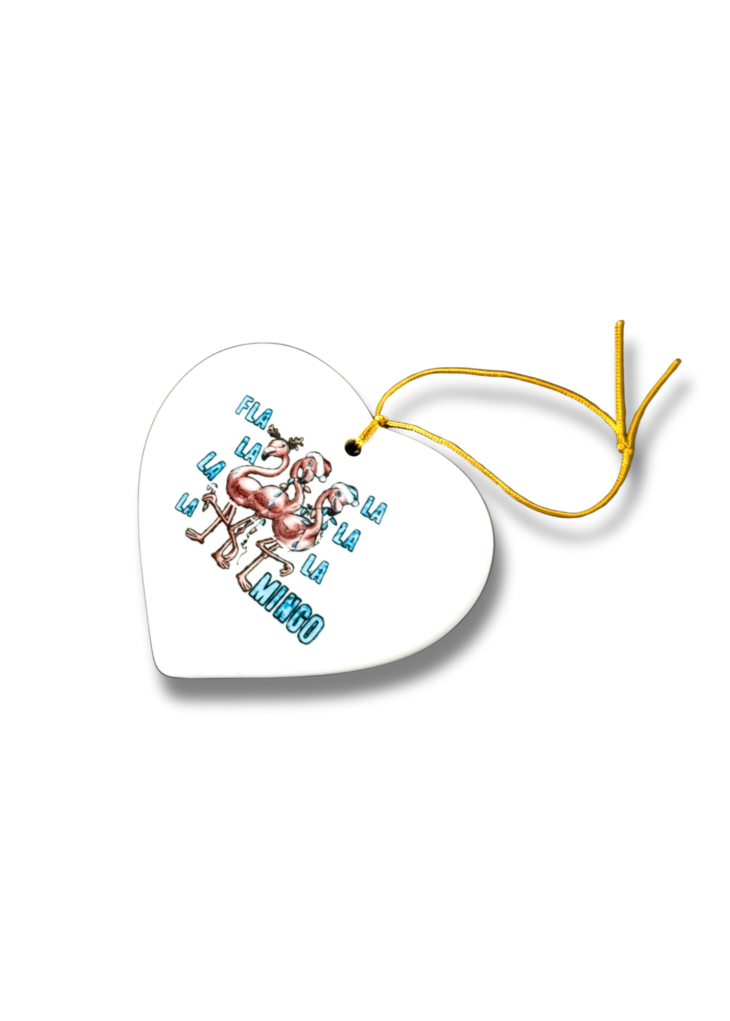 Hand-Painted Flamingo Heart Porcelain Ornament