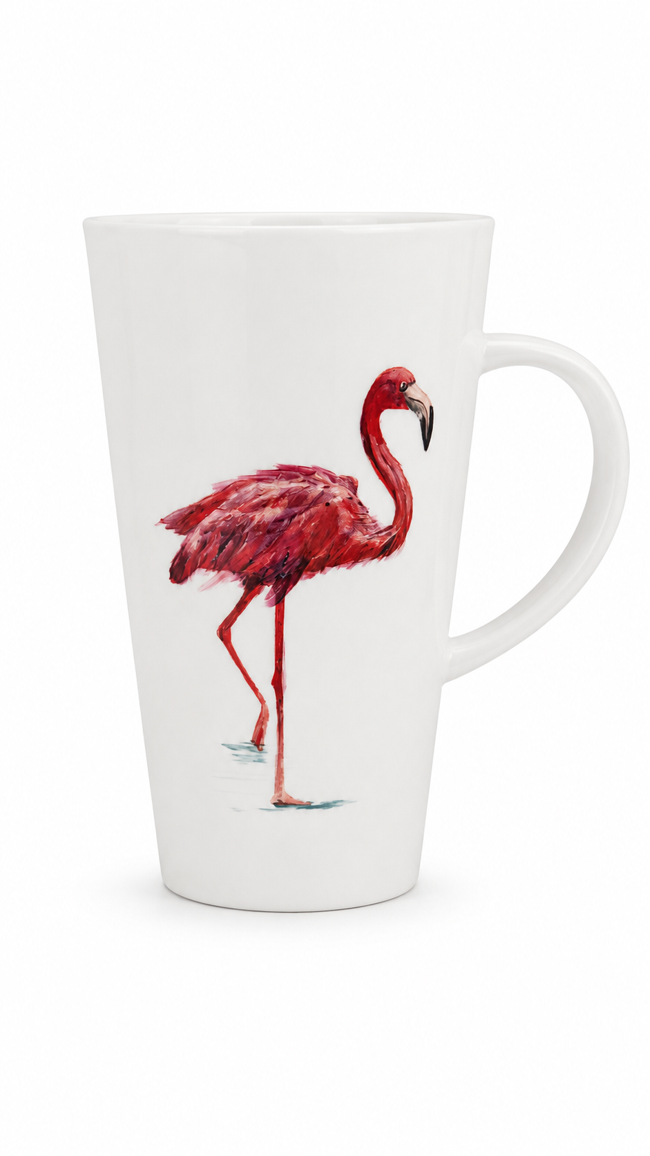 Hand-Painted Flamingo Porcelain Latte Mug