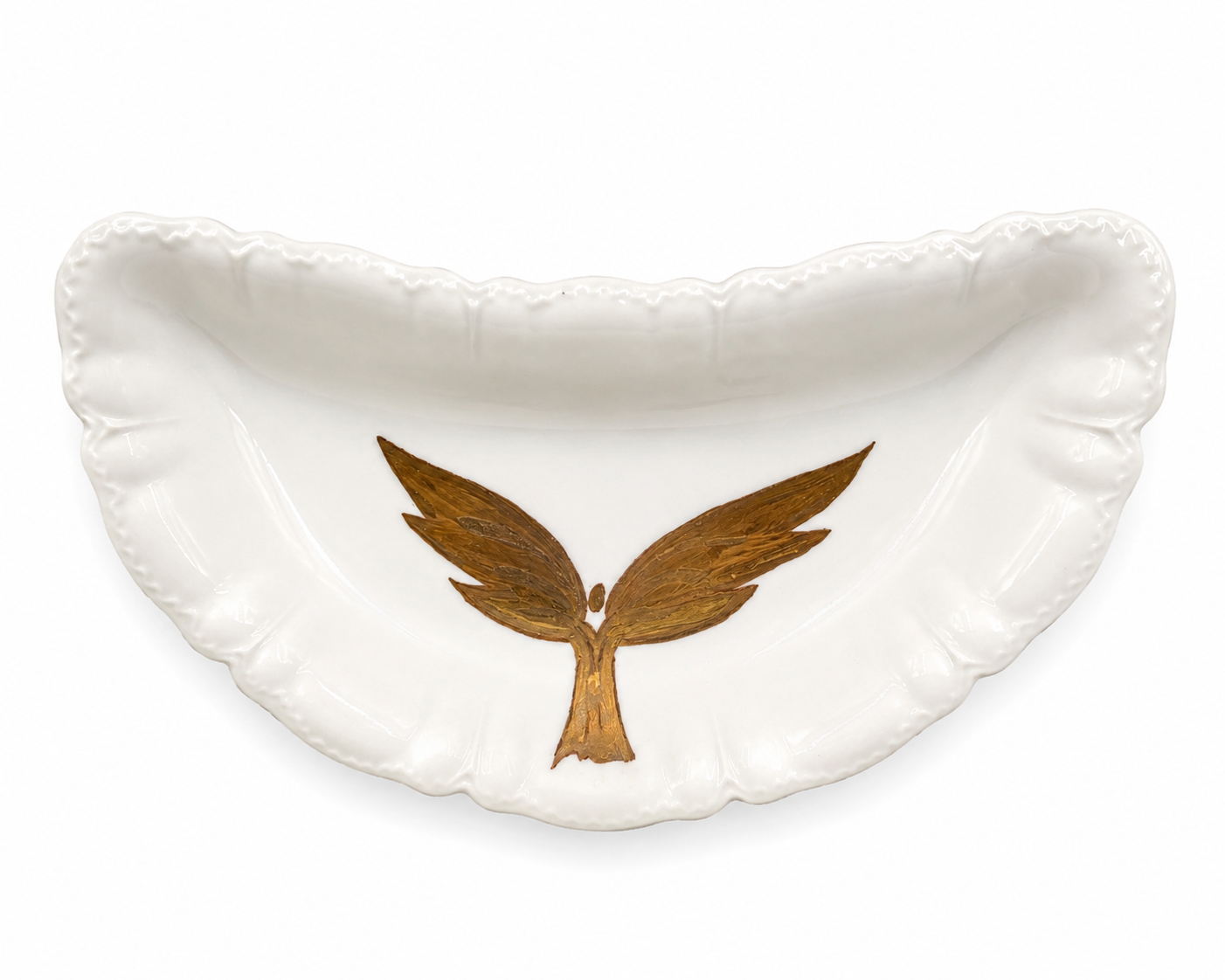 Hand-Painted Angel Wings Porcelain Ring Dish – Elegant Decorative Catchall