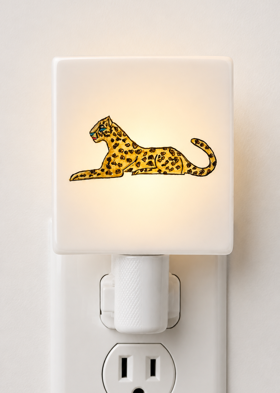 Hand-Painted Leopard Porcelain Night Light