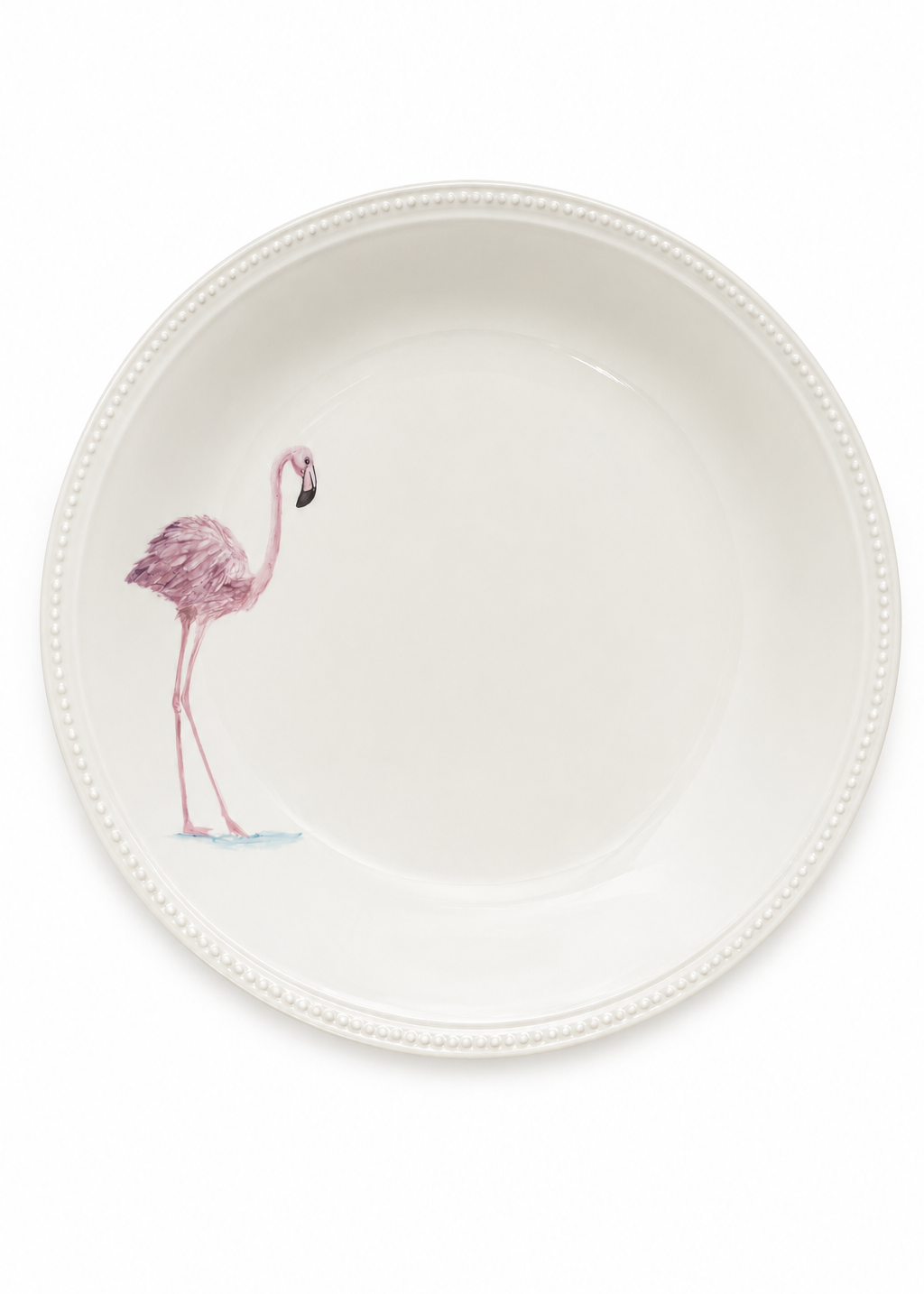 Hand-Painted Flamingo Porcelain Dinner Plate