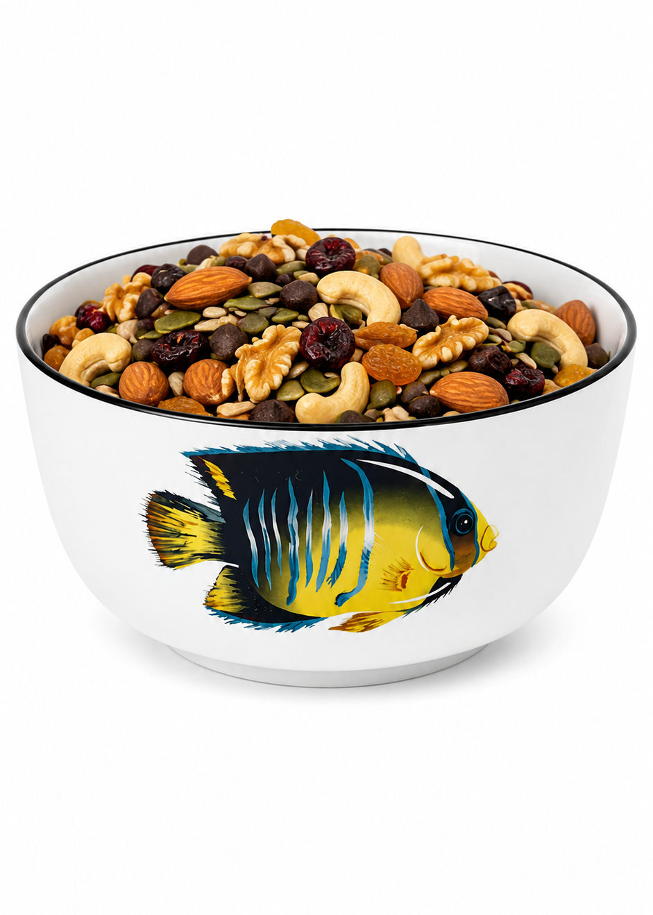 Coastal Tropical Hand Painted Angel Fish Bowl