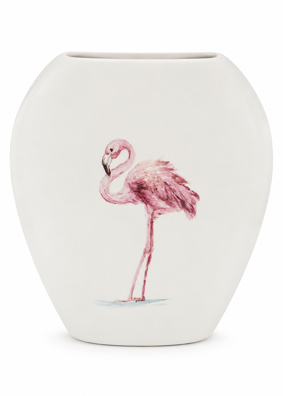 Hand-Painted Pink Flamingo Porcelain Vase