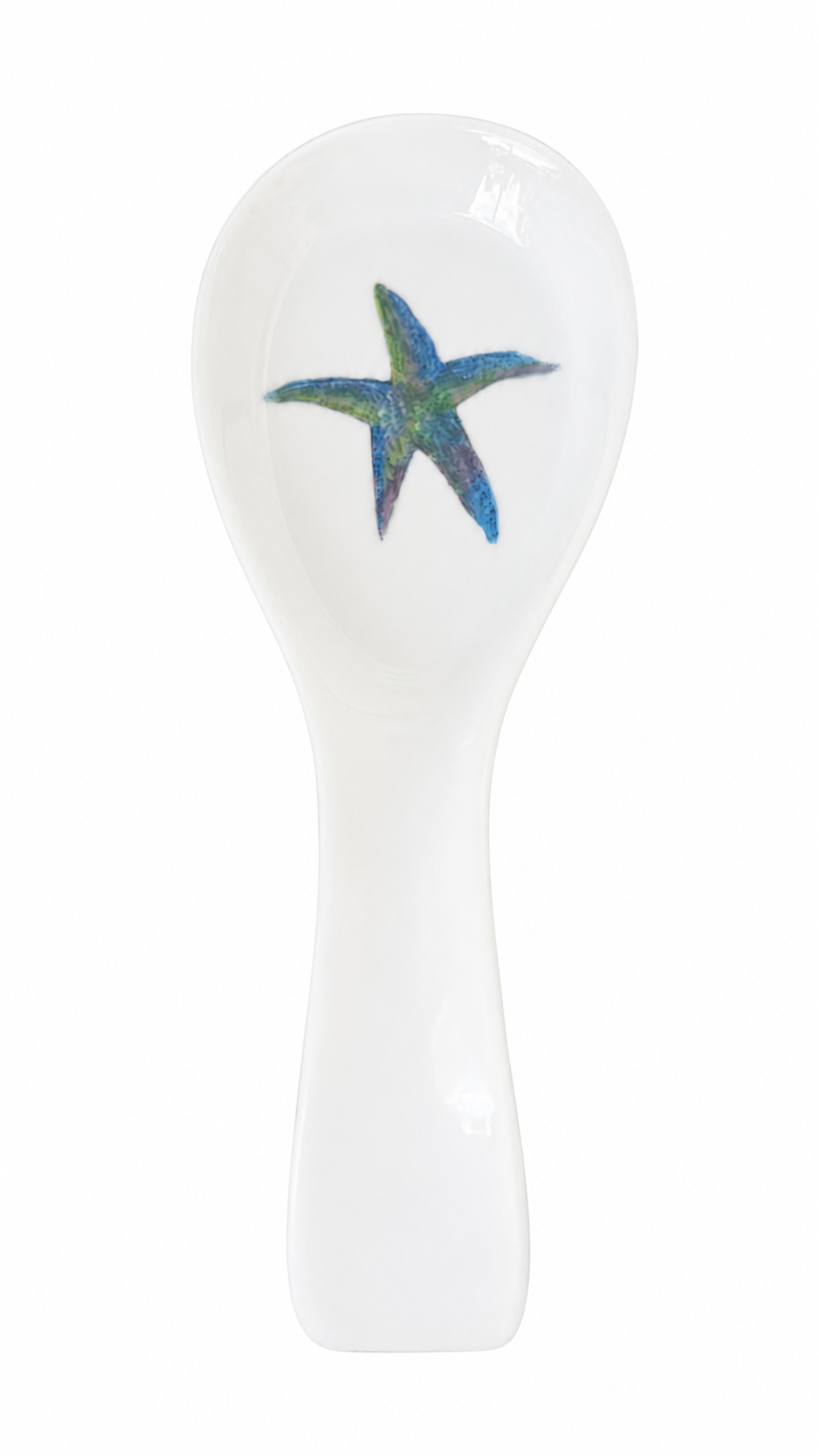 Hand-Painted Starfish Porcelain Spoon Rest – Coastal Kitchen Countertop Décor