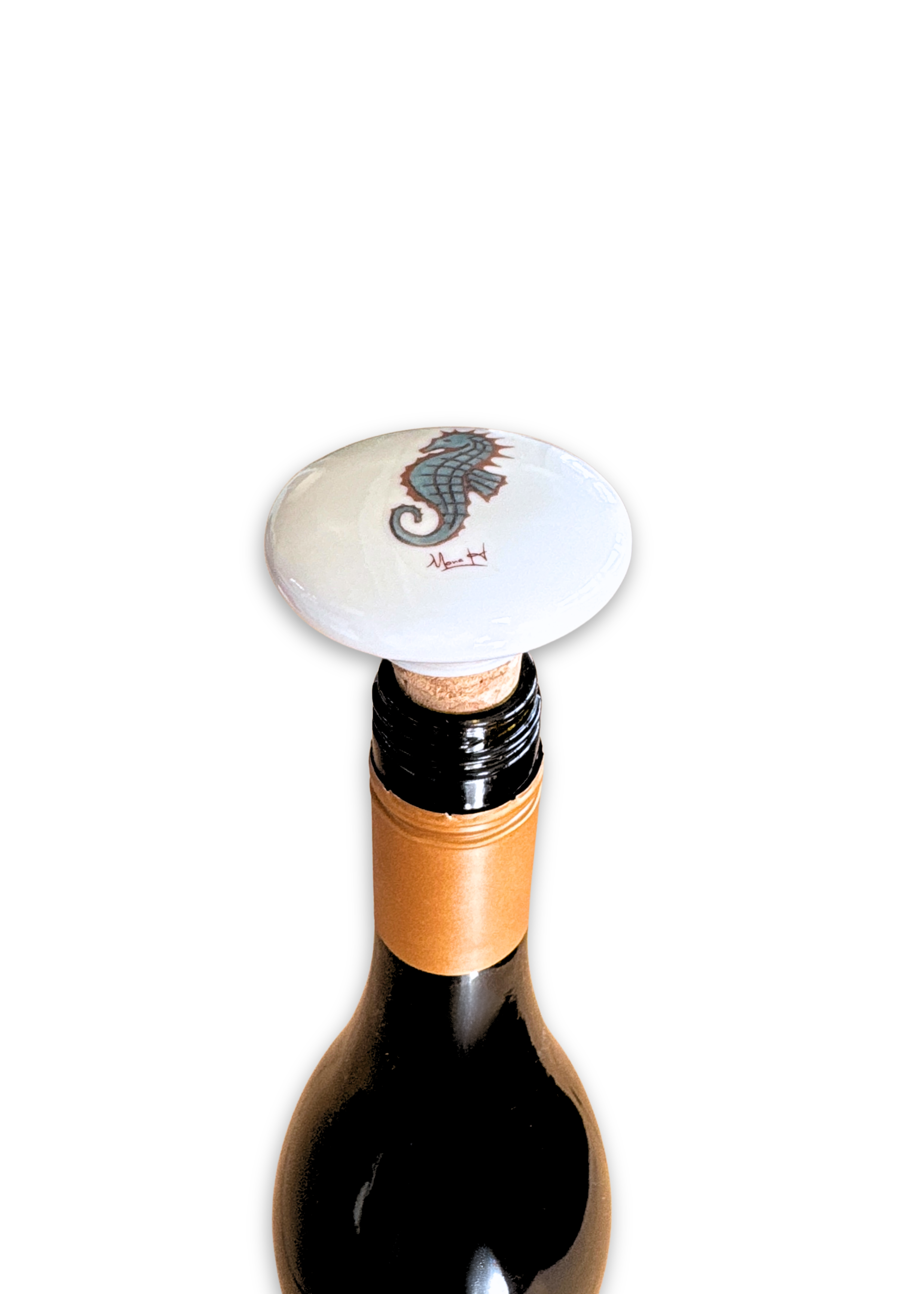 Seahorse Porcelain Ceramic Wine Cork Stopper Barware