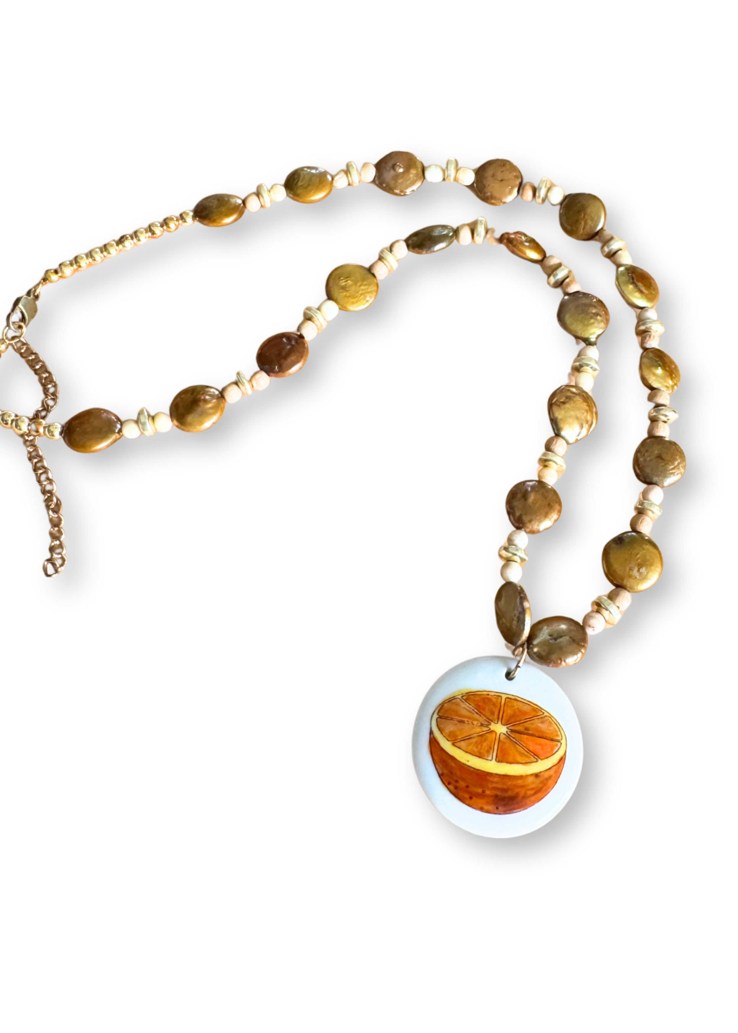 Orange Slice Porcelain Necklace