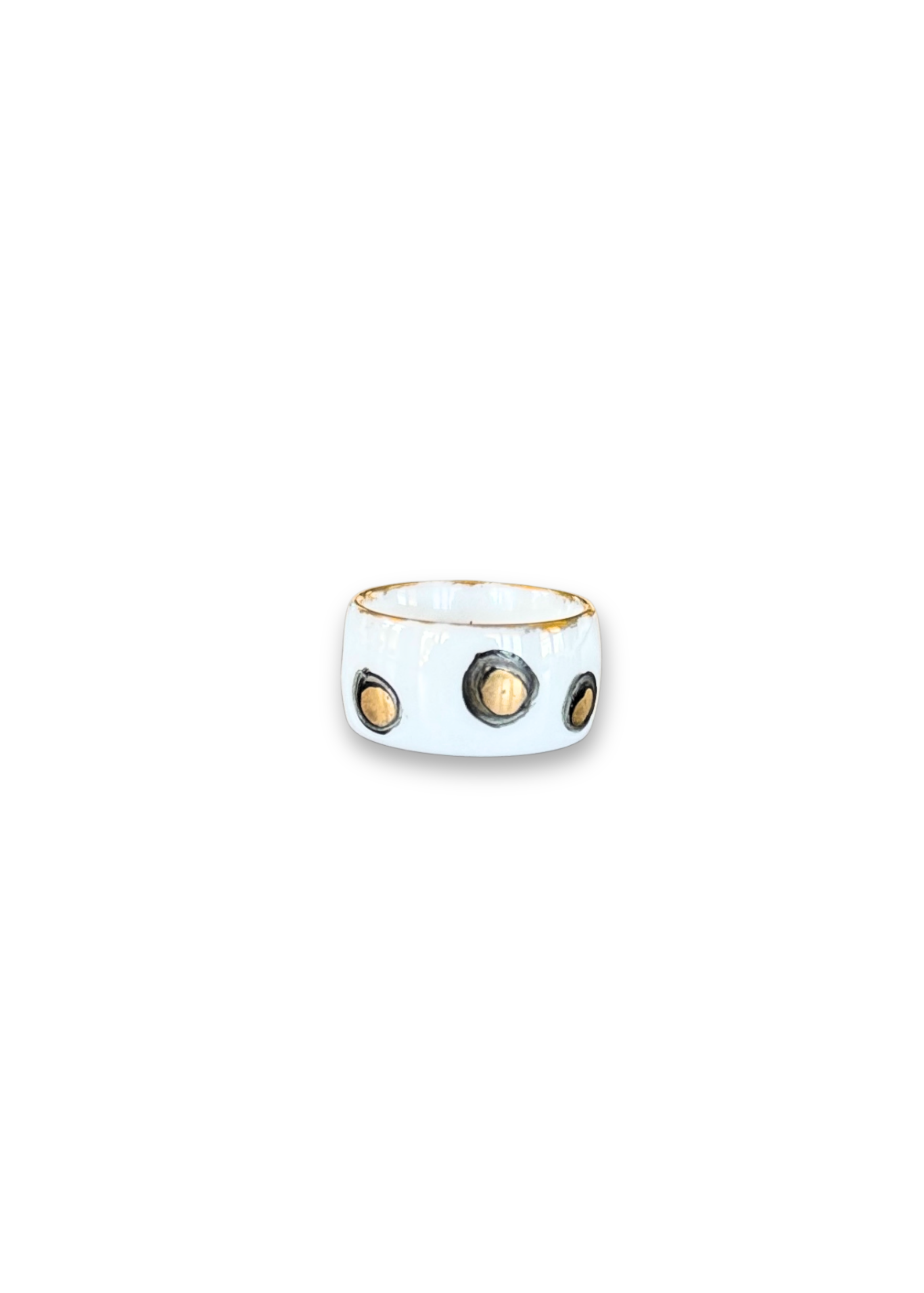 Jaguar Print Polka Dot Porcelain Ring - Size 8
