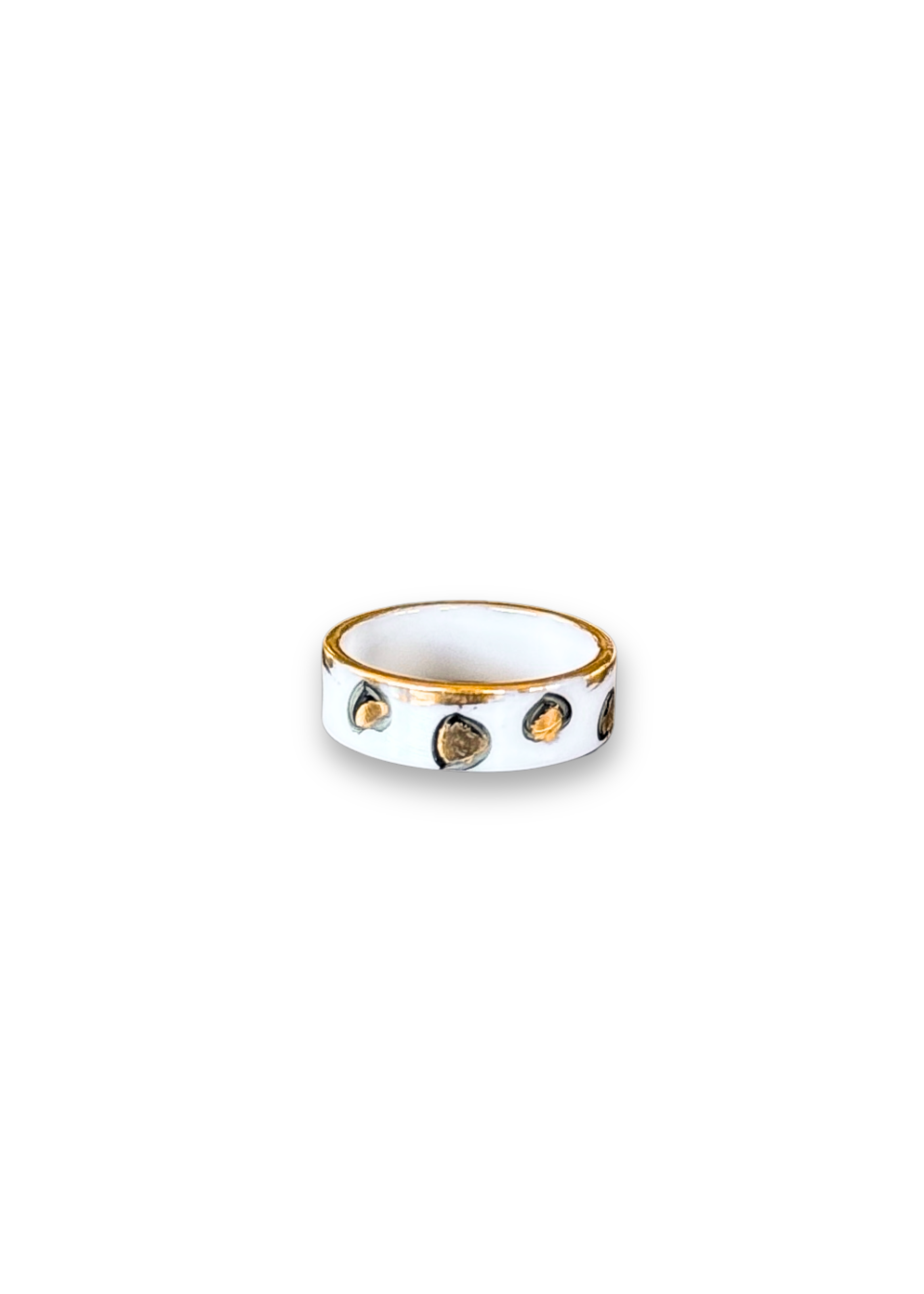 Jaguar Print Polka Dot Porcelain Ring - Size 8