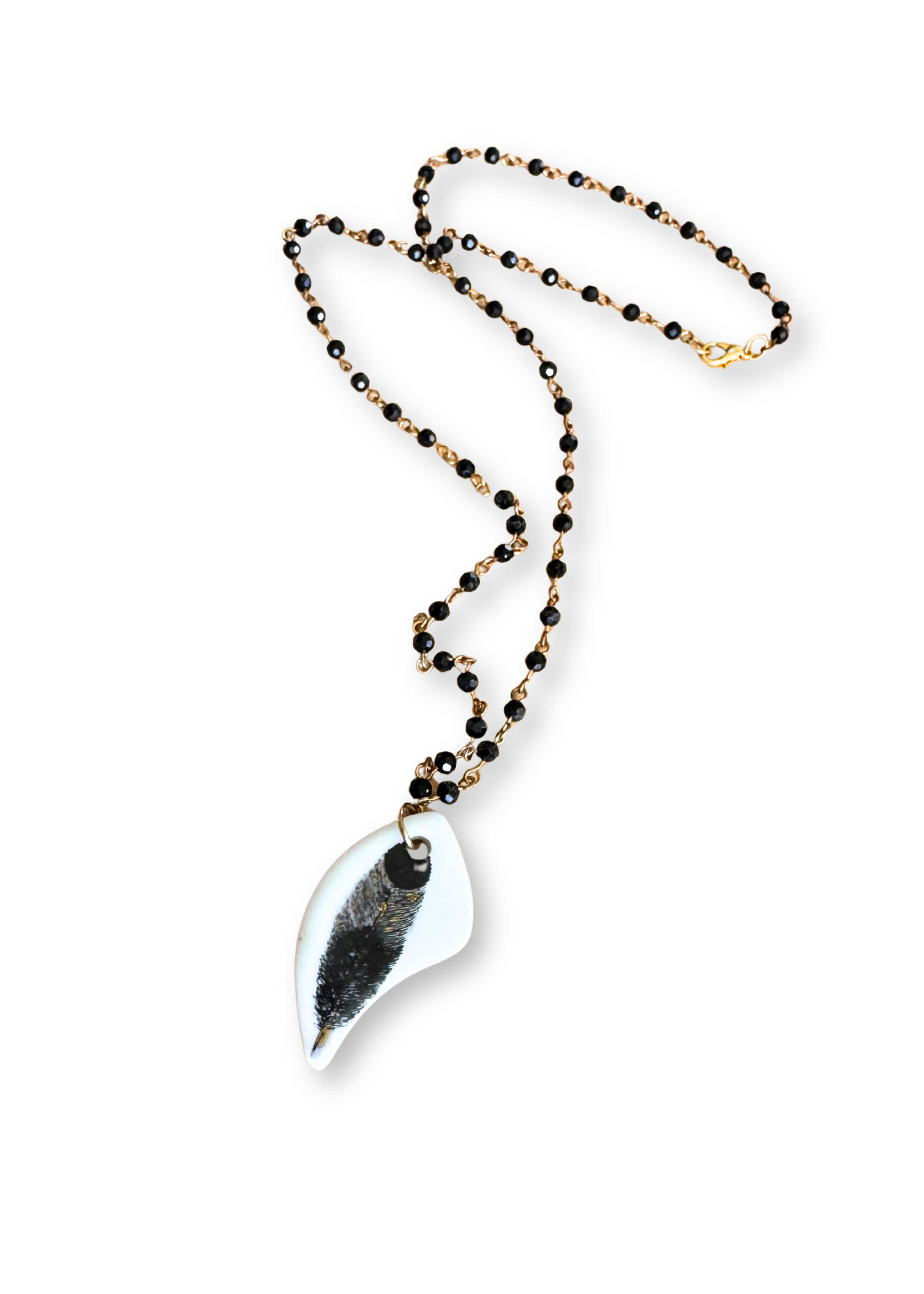 Feather Porcelain Pendant Necklace