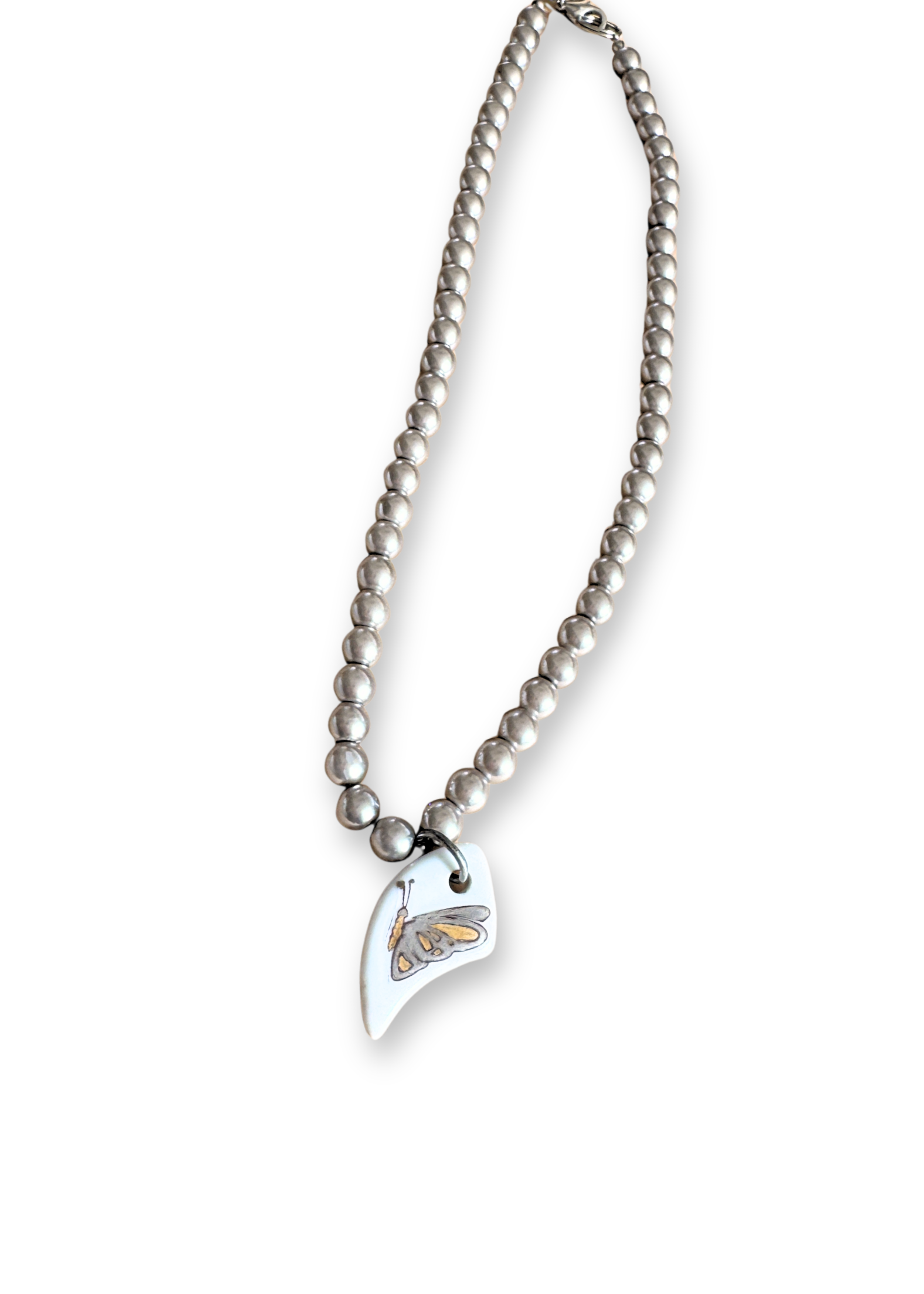 Butterfly Porcelain Pearl Beaded Necklace