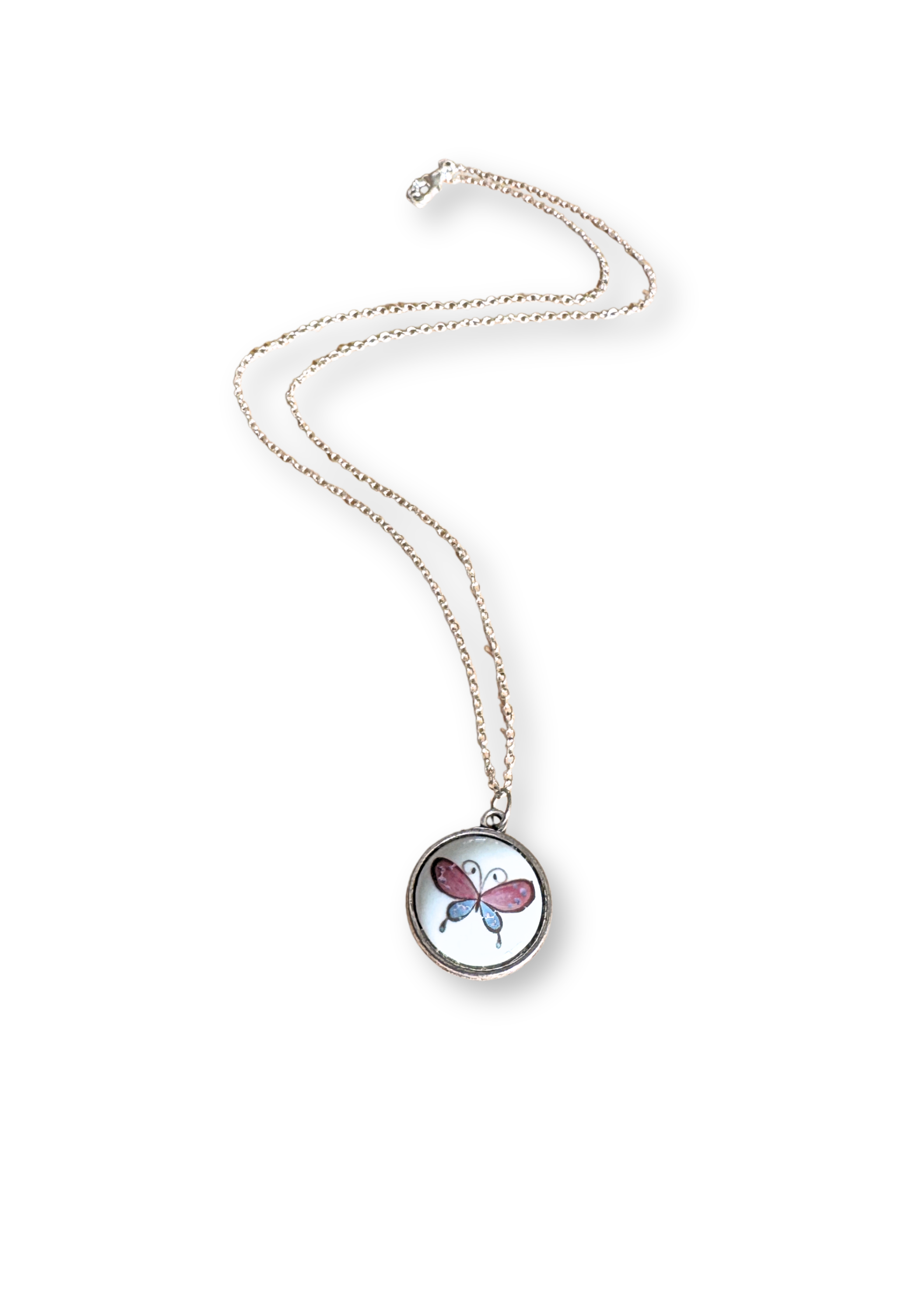 Butterfly Porcelain Pendant Necklace