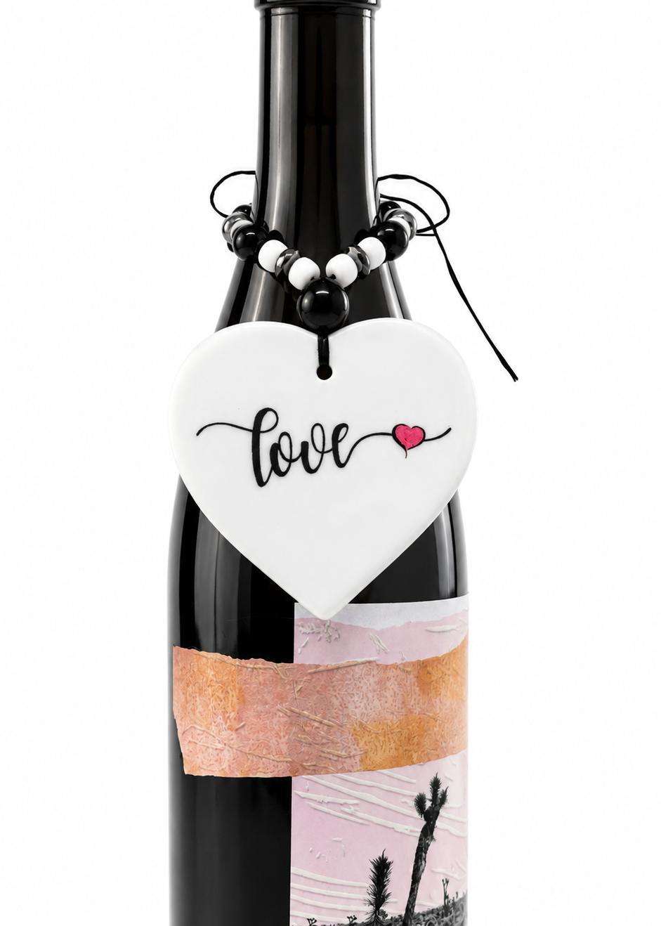 Love Heart Porcelain Wine Bottle Tag
