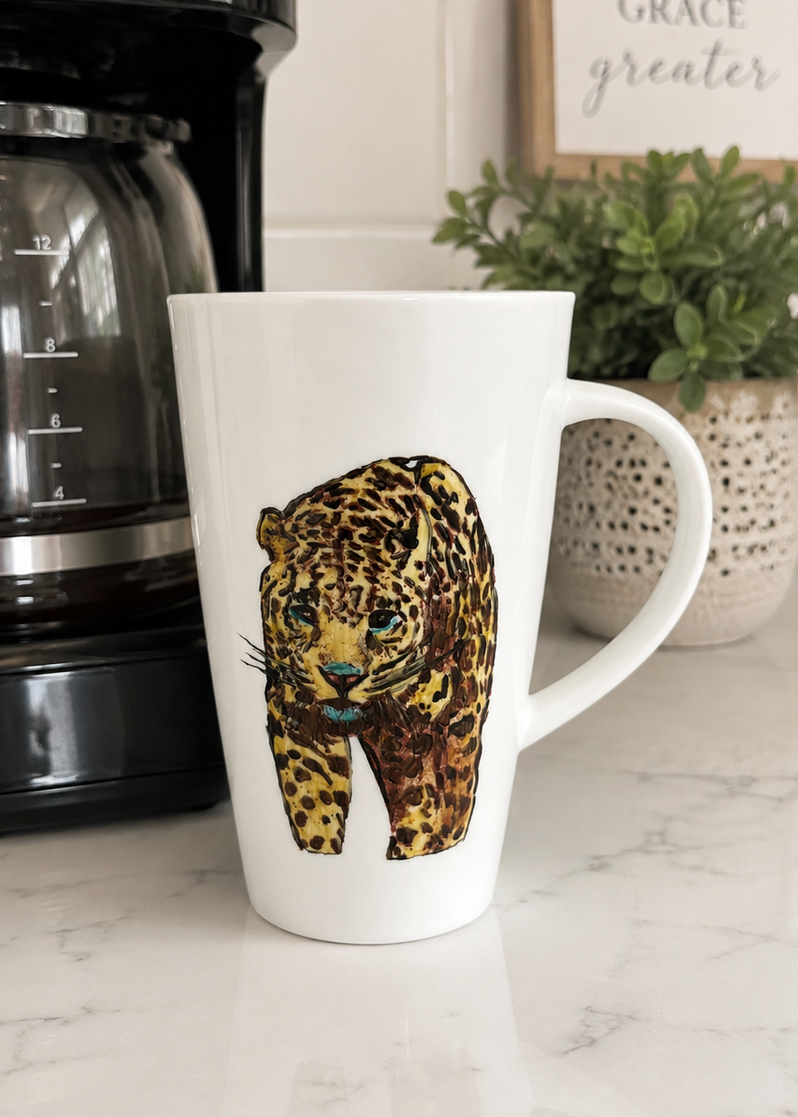 Hand-Painted aguar Porcelain Latte Mug | Wildlife Coffee Mug | Made by Mona H