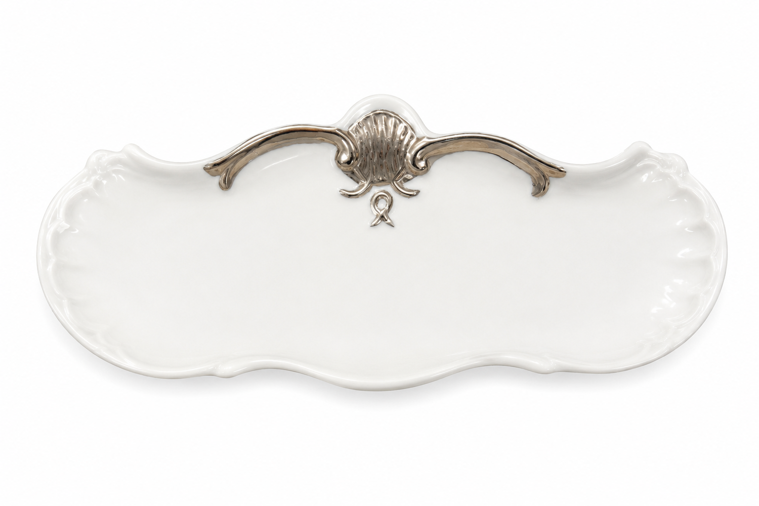 Hand-Painted Coastal Shell Porcelain Catchall Tray – Elegant Decorative Accent