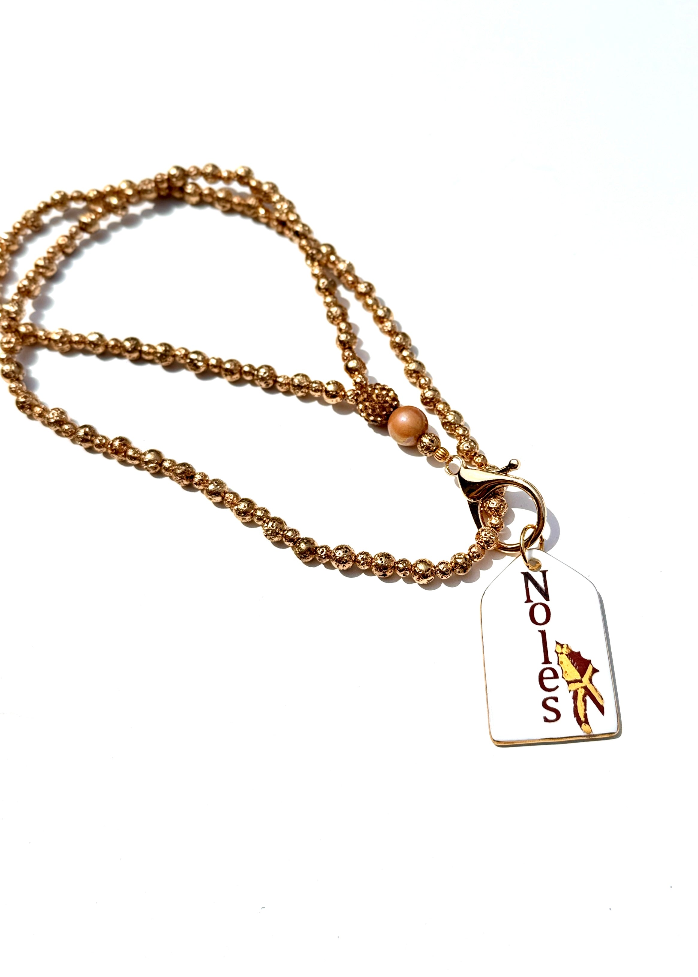 Mascot Garnet & Gold Spear Game Day Necklace – College Football Jewelry