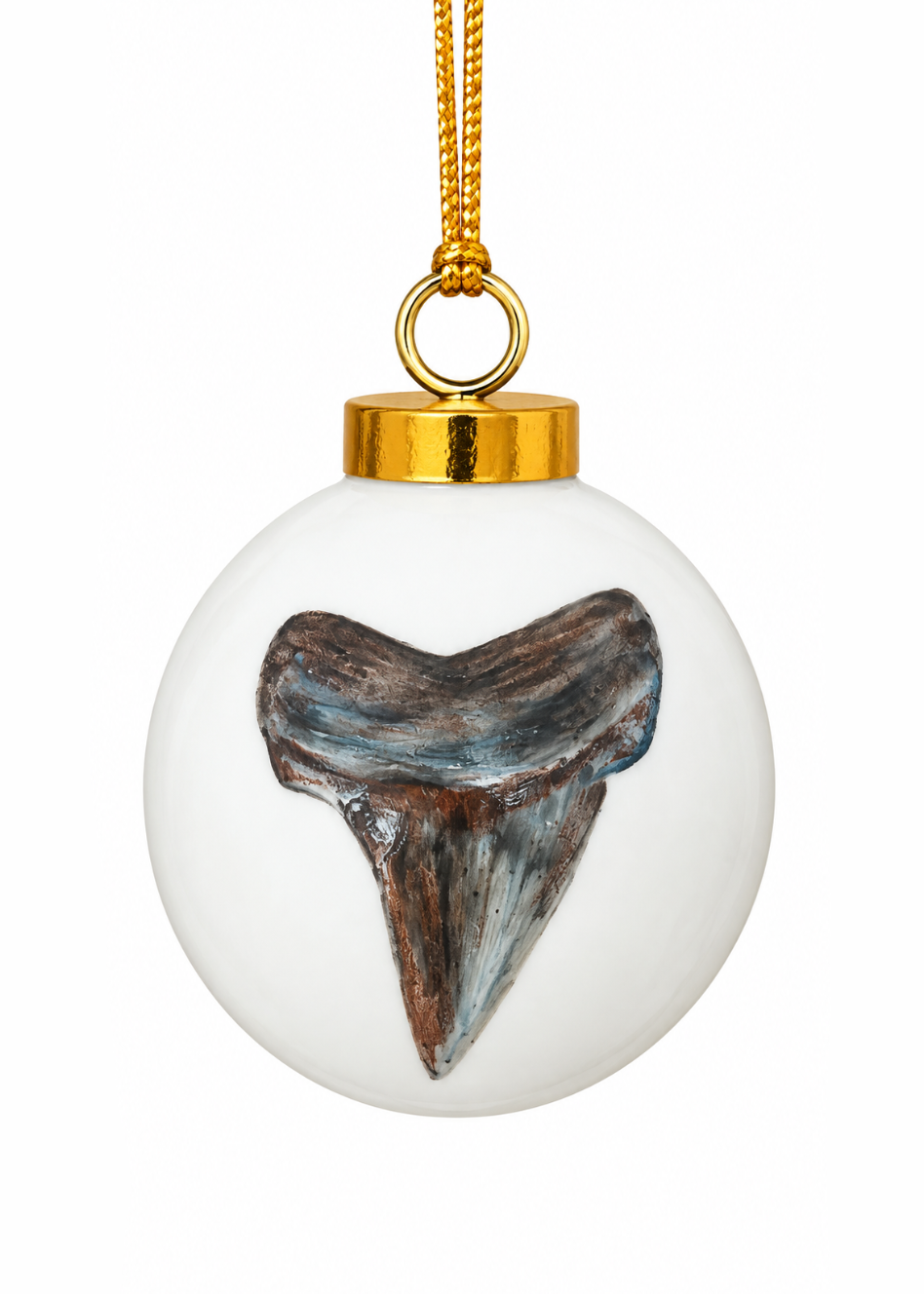 Hand-Painted Shark Tooth Porcelain Christmas Ornament
