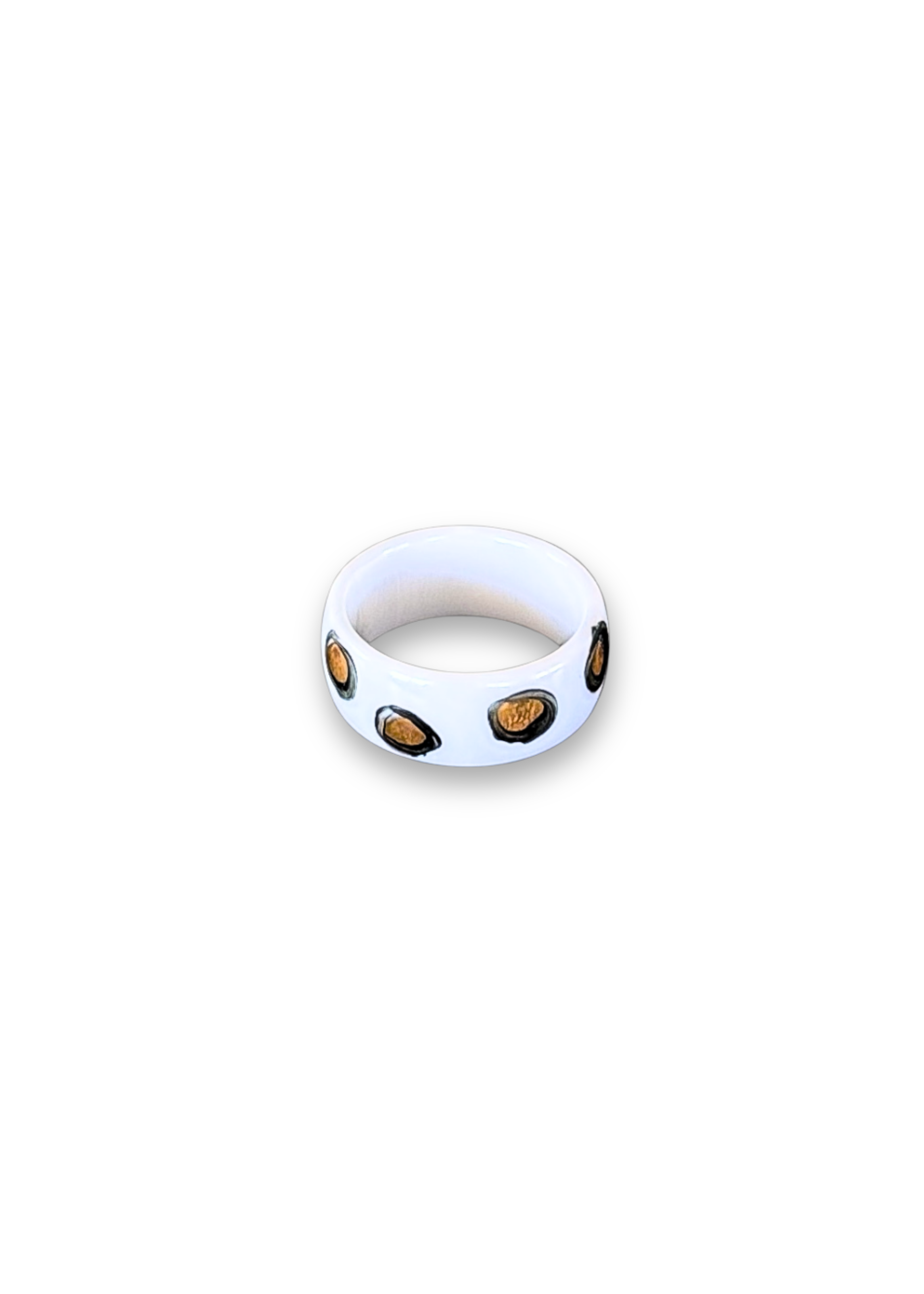 Jaguar Print Polka Dot Porcelain Ring - Size 8