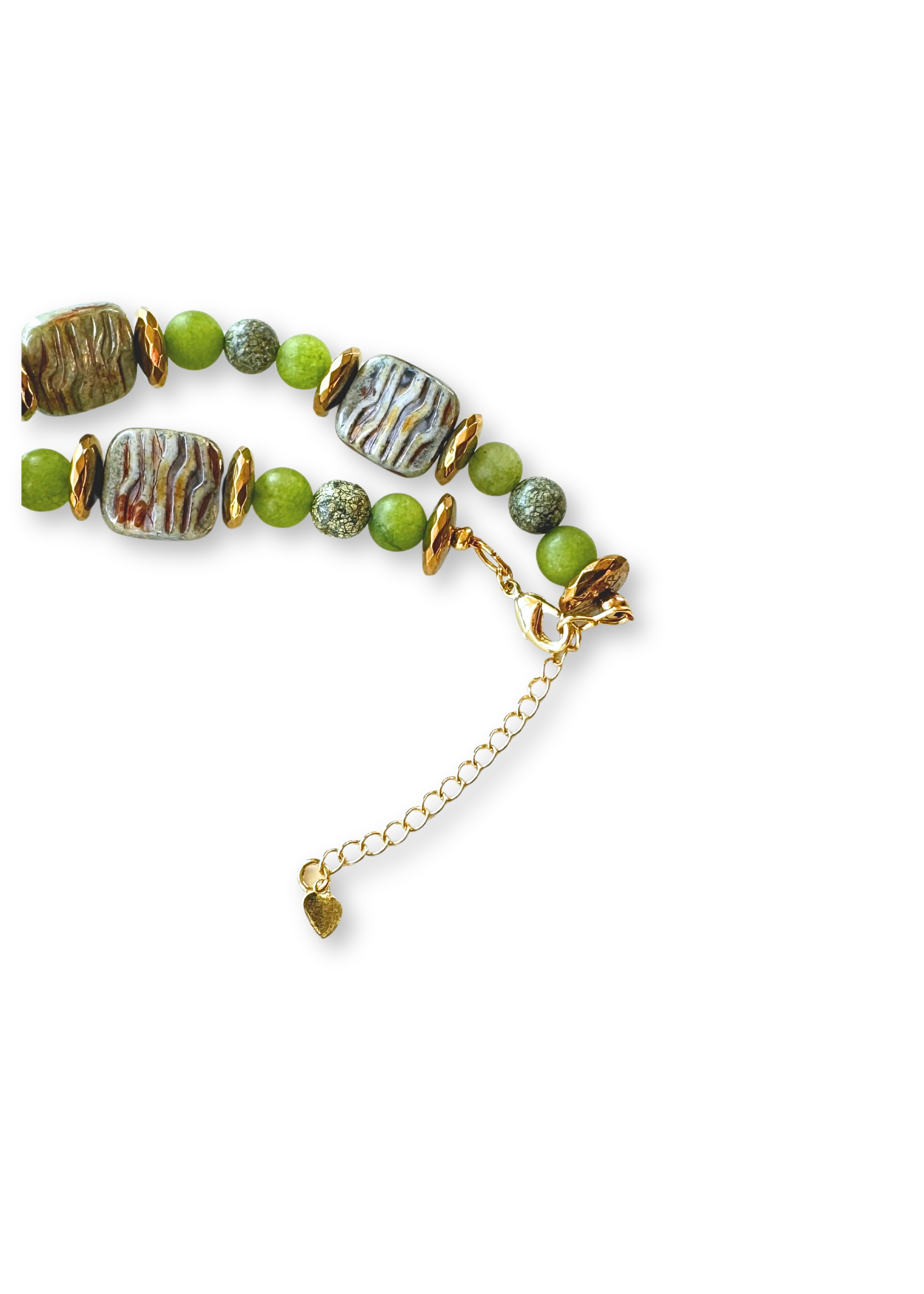Golden Feather Porcelain Pendant Necklace