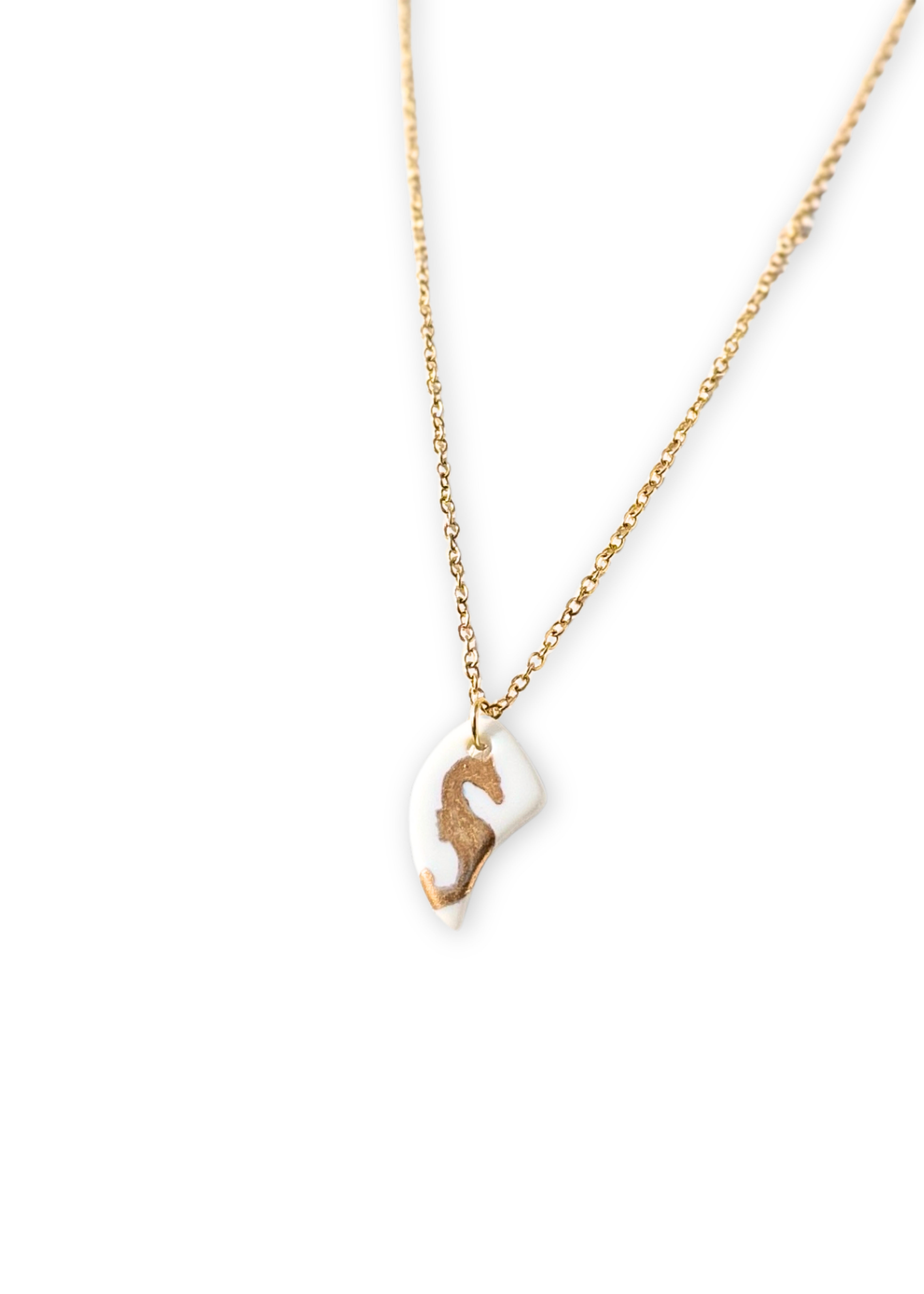 Seahorse Porcelain Pendant Necklace