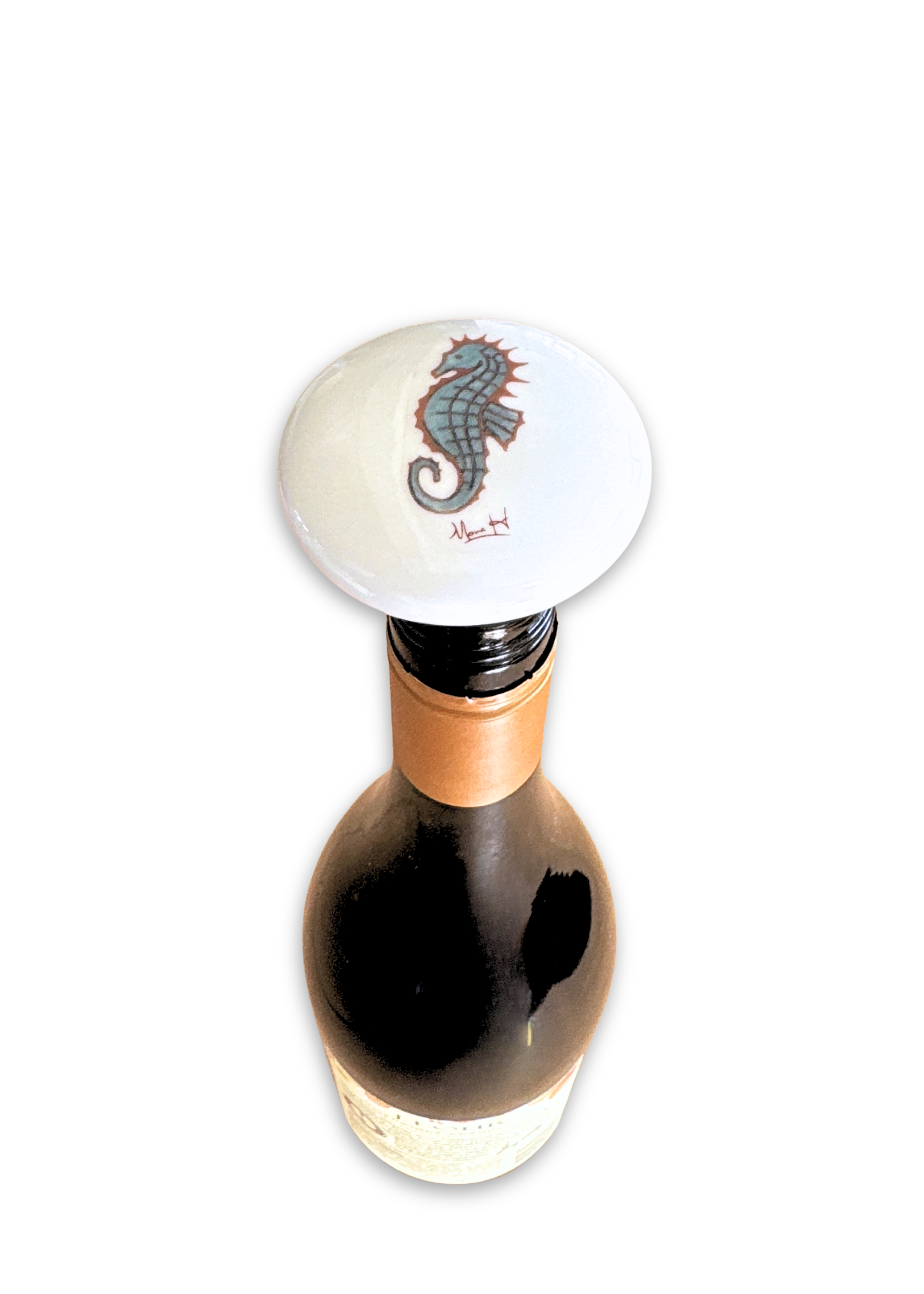 Seahorse Porcelain Ceramic Wine Cork Stopper Barware