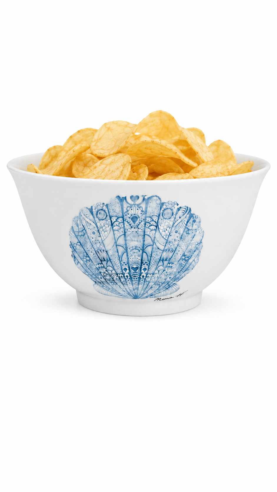 Blue Seashell Porcelain Serving Bowl