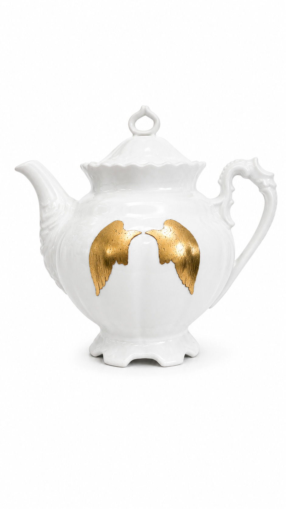 Hand-Painted Angel Wing Porcelain Teapot