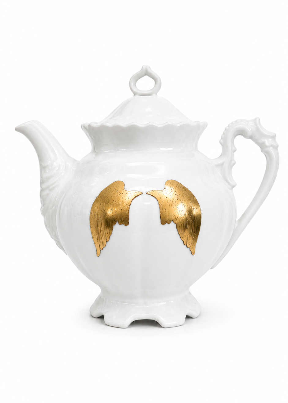 Hand Painted Angel Wing Porcelain Teapot