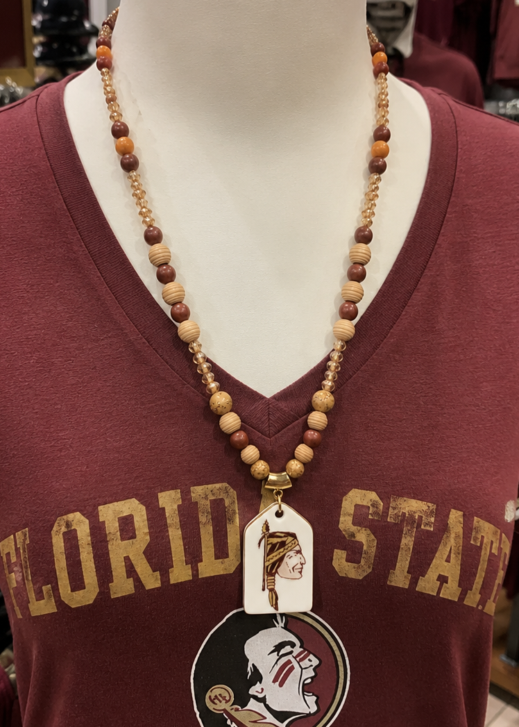 Florida State Seminoles Hand-Painted Porcelain Pendant Necklace