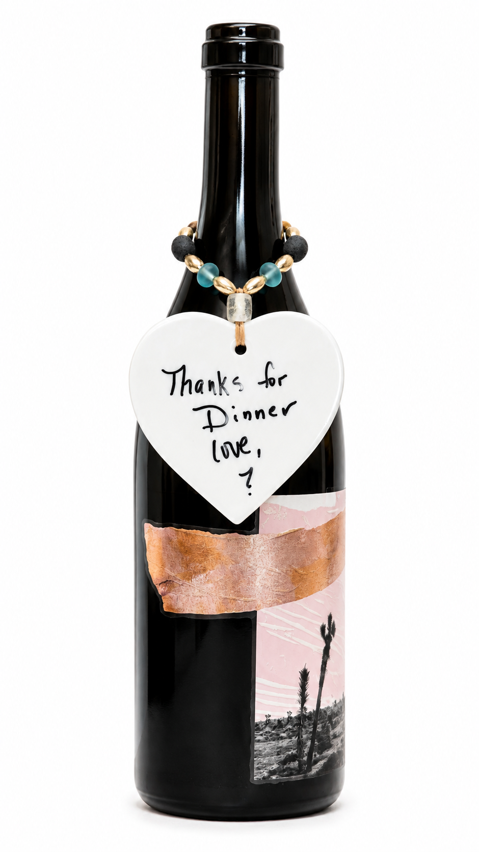 Nutcracker Porcelain Heart Holiday Bottle Tag
