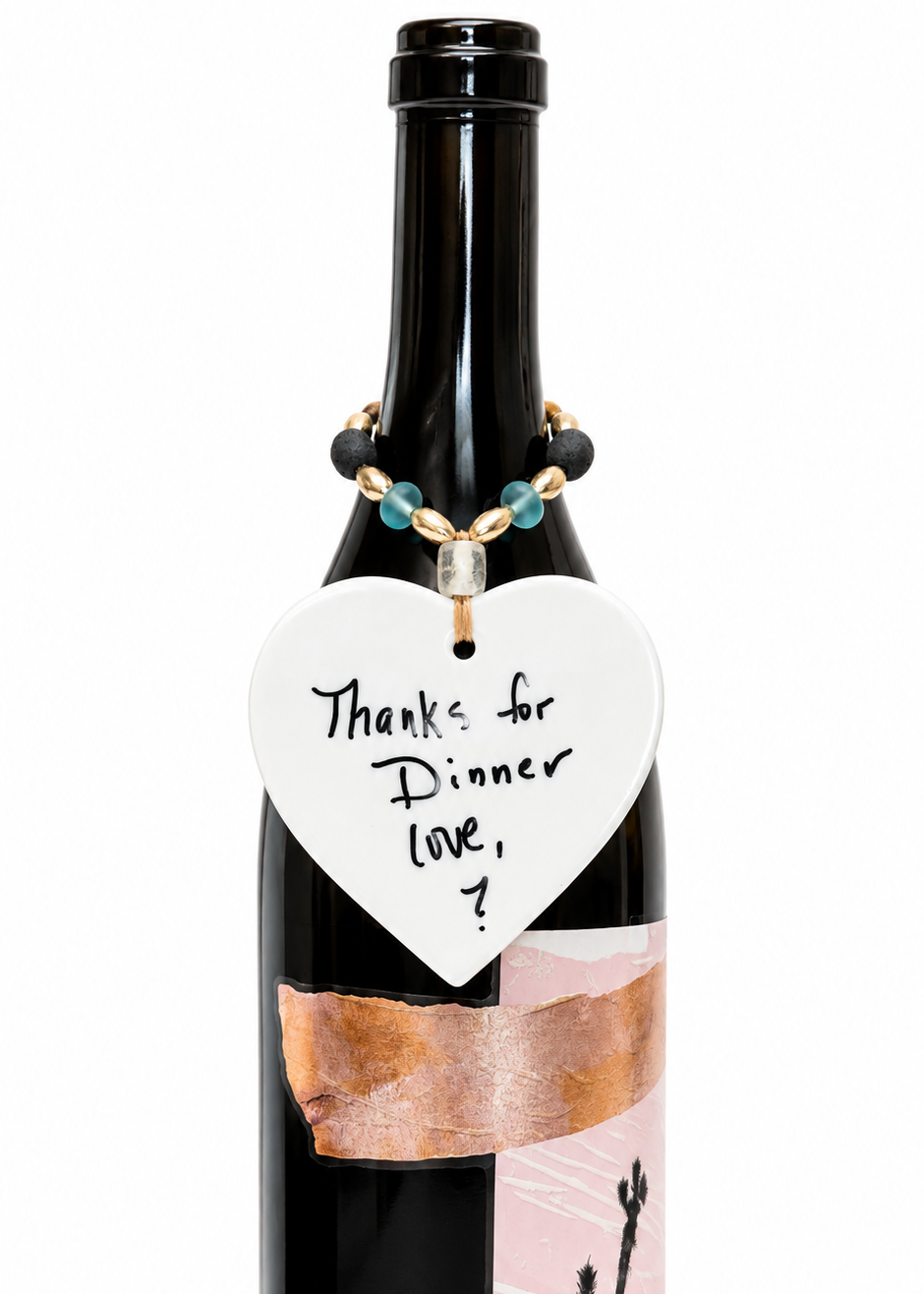 Nutcracker Porcelain Heart Holiday Bottle Tag