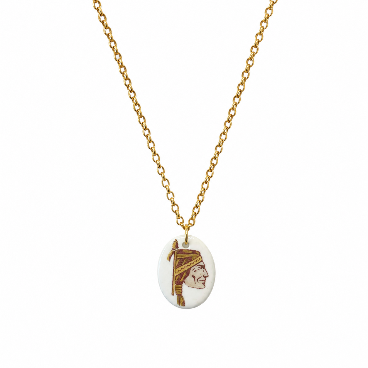lorida State Seminoles Hand-Painted Porcelain Pendant Necklace – Gold Chain
