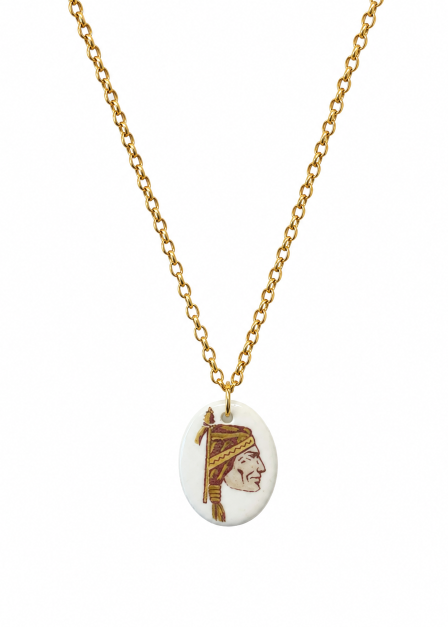 lorida State Seminoles Hand-Painted Porcelain Pendant Necklace – Gold Chain